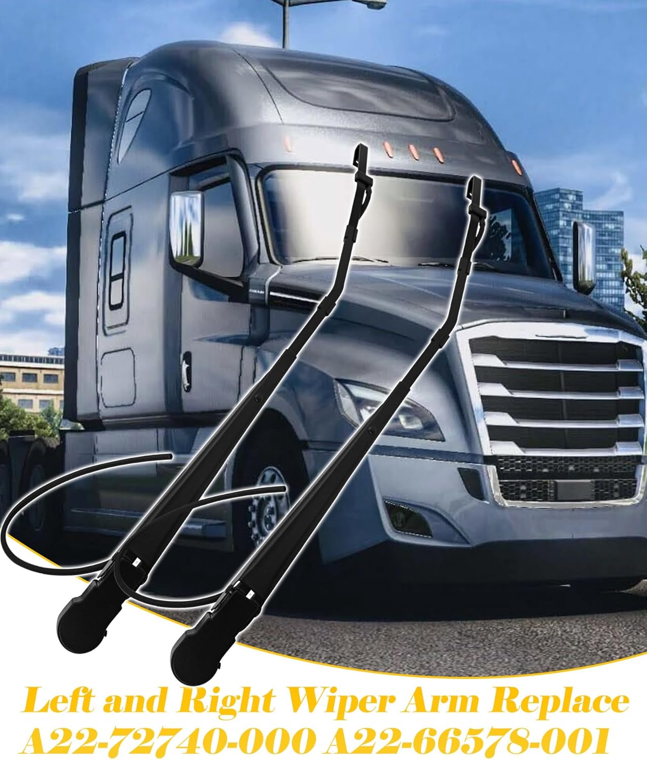 1 Pair Front Windshield Wiper Arm Replacement Kit Compatible With Freightliner Cascadia 2008-2025, Left and Right Wiper Arm Replace A22-72740-000 A22-66578-001