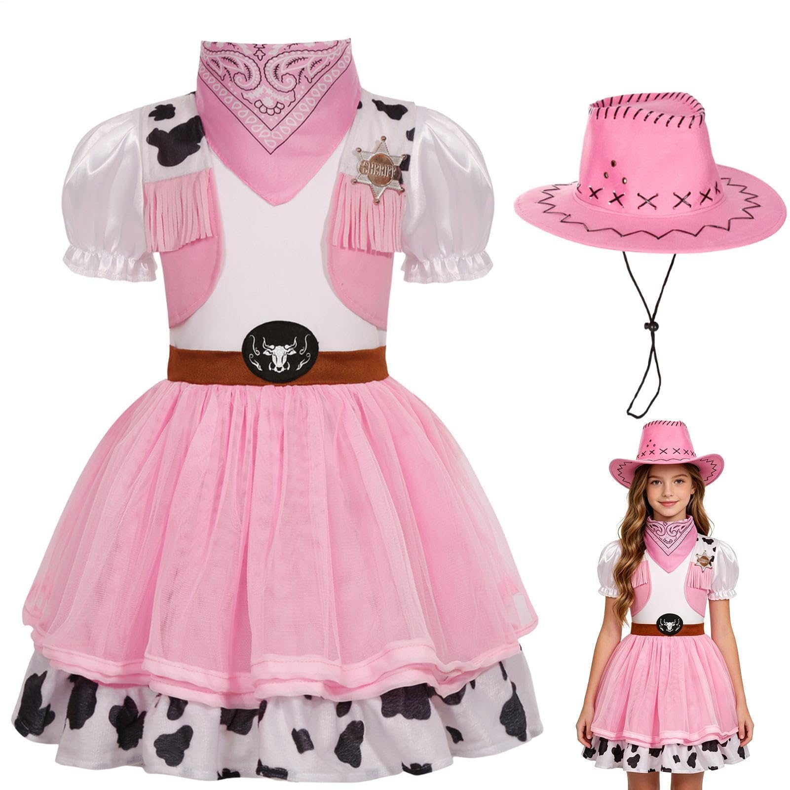Kids Cowgirl Outfits, Western Cowboy Costume for Girls 3-10