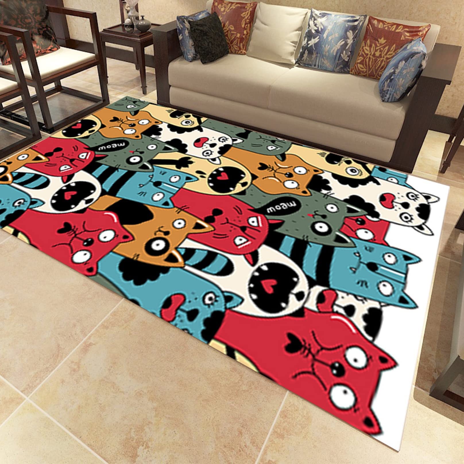 Alfombra de Pasillo 90x150cm Corredor Alfombra Antideslizante Tamaños Personalizable para Pasillo Baño Grandes Cocina Pasaje, K