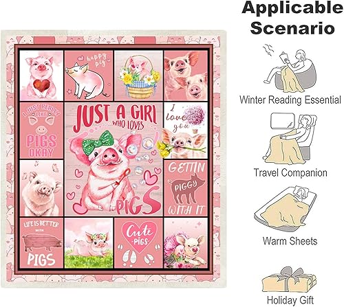 Miniatura 6 de Regalos de cerdo para mujeres y niños, manta de cerdo, manta de cerdo, manta suave y cálida para el hogar, sofá, cama, 50 x 60 pulgadas