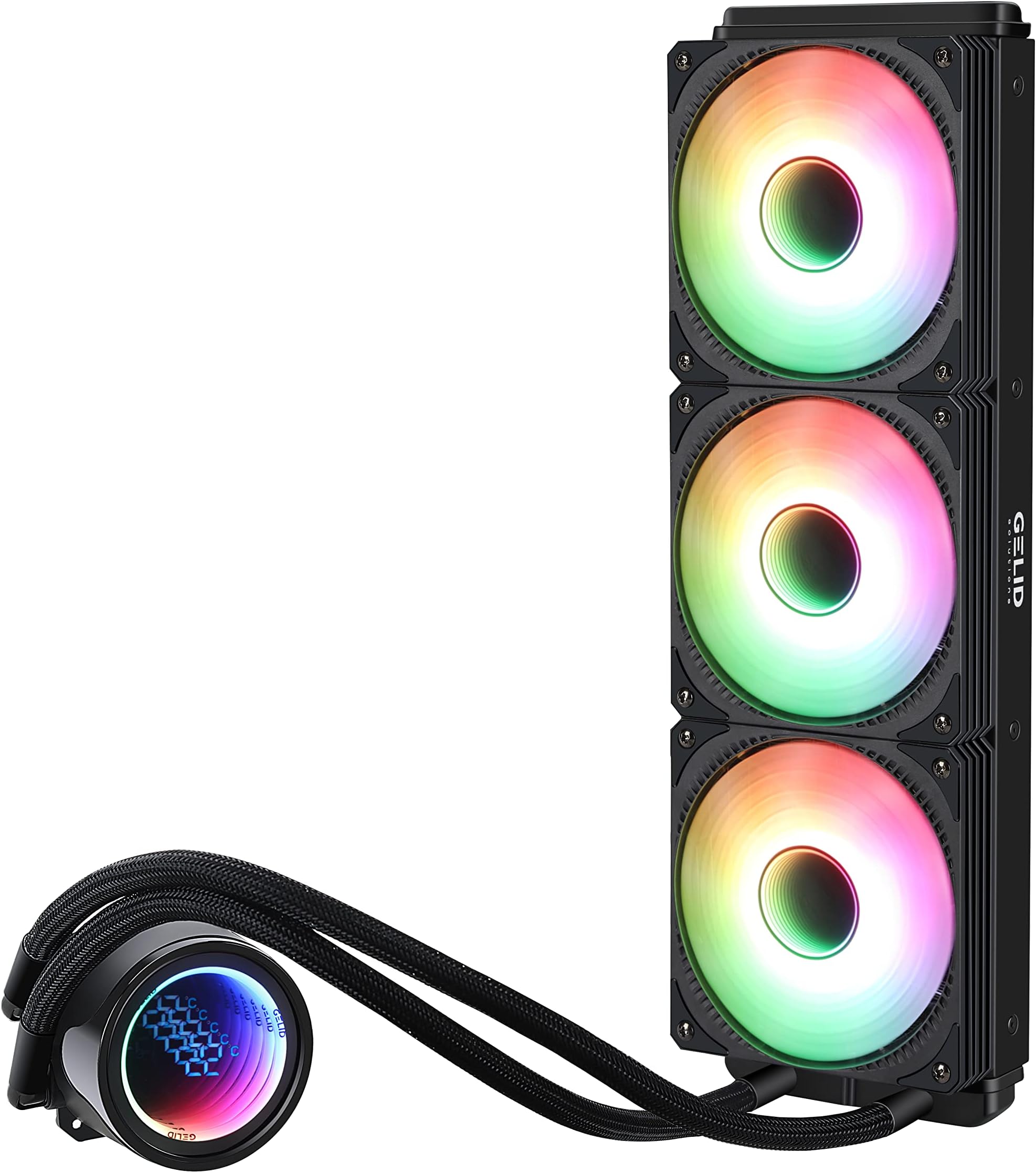 Gelid SolutionsLiquid 360 - All-in-One CPU AIO water cooler with 3 x 120 mm RGB fan, 750-1800 rpm, AM5 and LGA 1700 compatible, includes GC4 thermal paste.