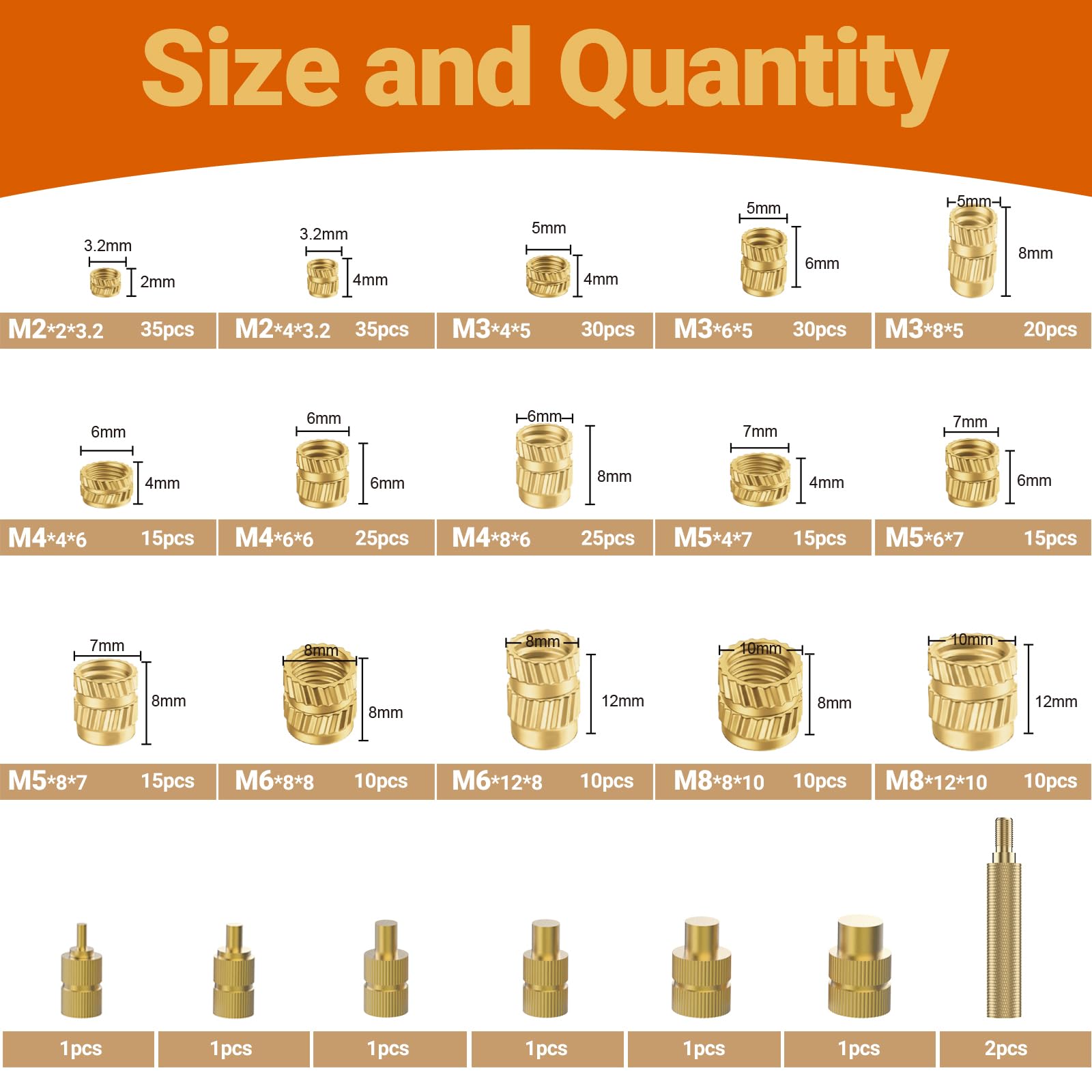 Preciva Inserto roscado, 300 piezas M2-M8 remaches roscados - Soldador con pantalla digital (200〜500℃) para piezas de plástico, piezas de impresora 3D