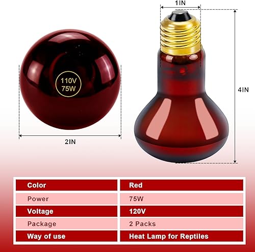Miniatura 2 de Cenipar Bombilla infrarroja de 75 W, ideal para una amplia variedad de reptiles, anfibios, lagartos, tortugas, serpientes y otros animales, juego de