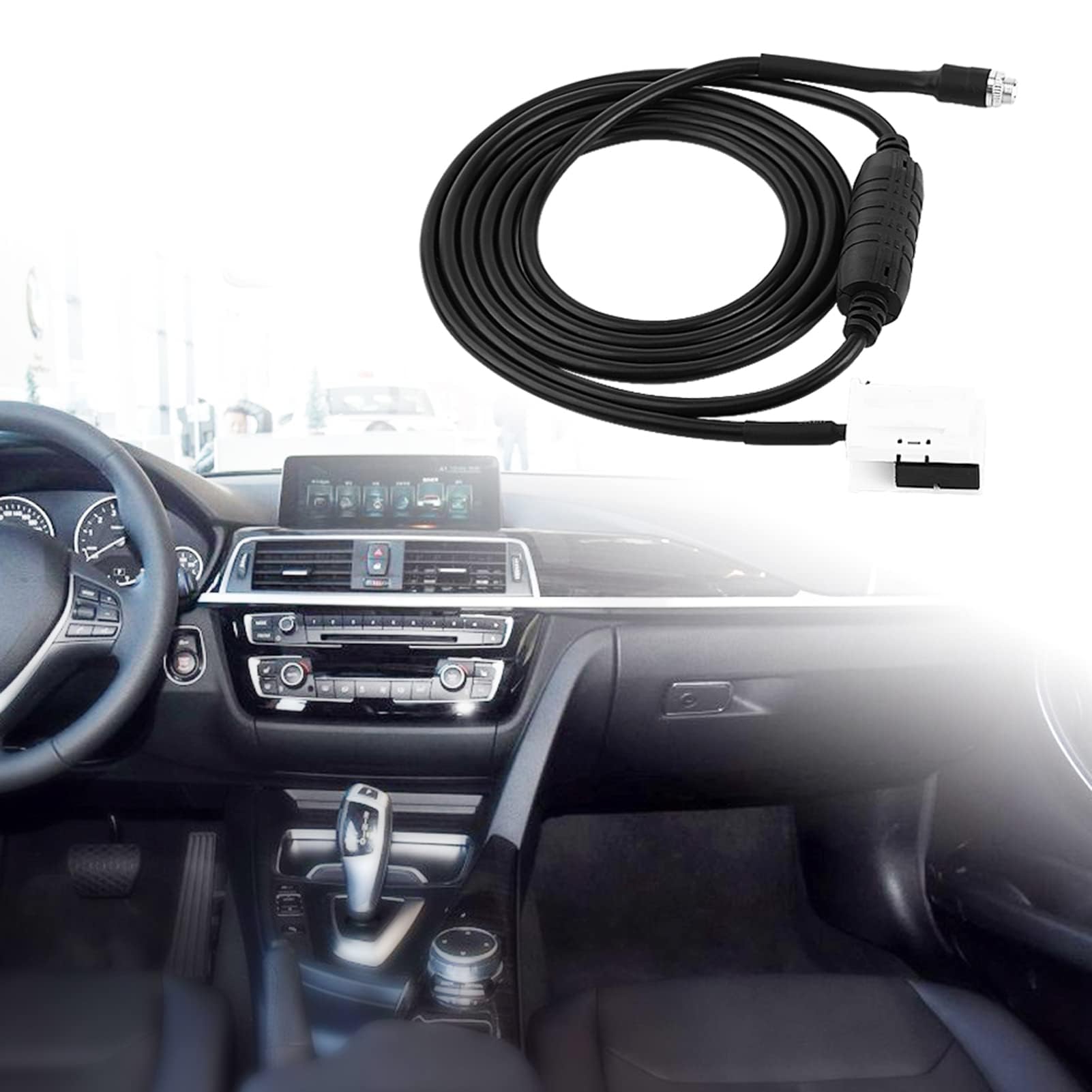Kabel adaptera AUX, interfejs pomocniczy Adapter wejściowy USB AUX 12-pinowy zestaw pomocniczego wejścia o AUX Kabel adaptera dla E60 E61 E63 E64
