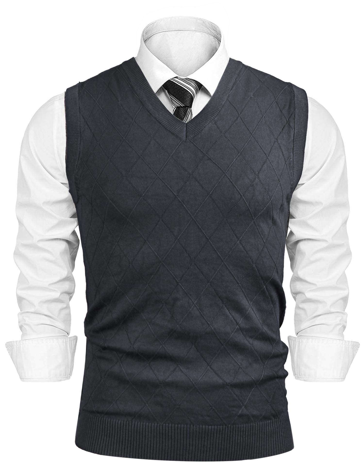 iClosam Gilet Maglione da Uomo Inverno Gilet V-Collo Cotone Casual Pullover Smanicato Maglia Sweater Felpa Men