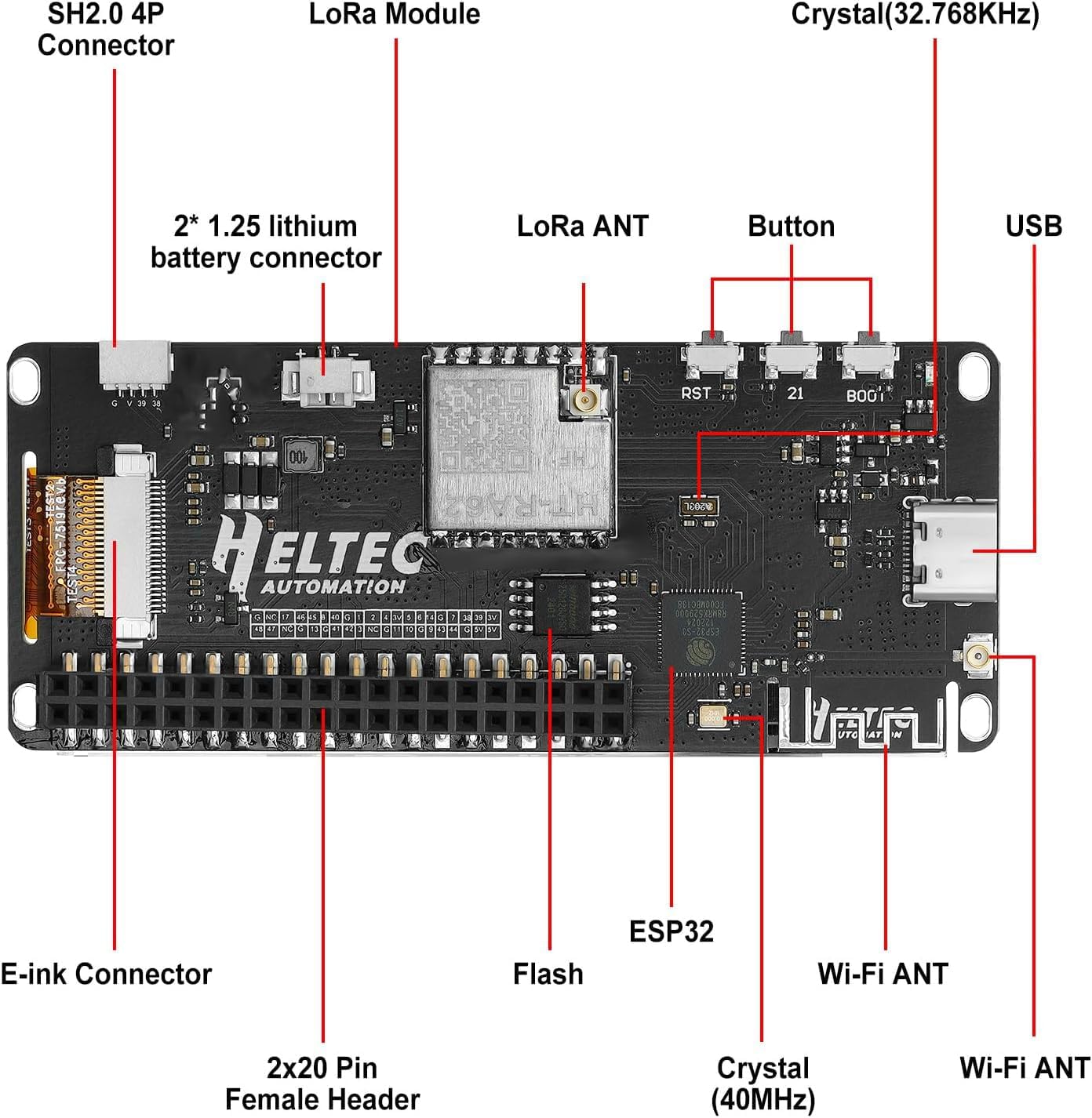 Component diagram of the Vision Master E290 Development Board
