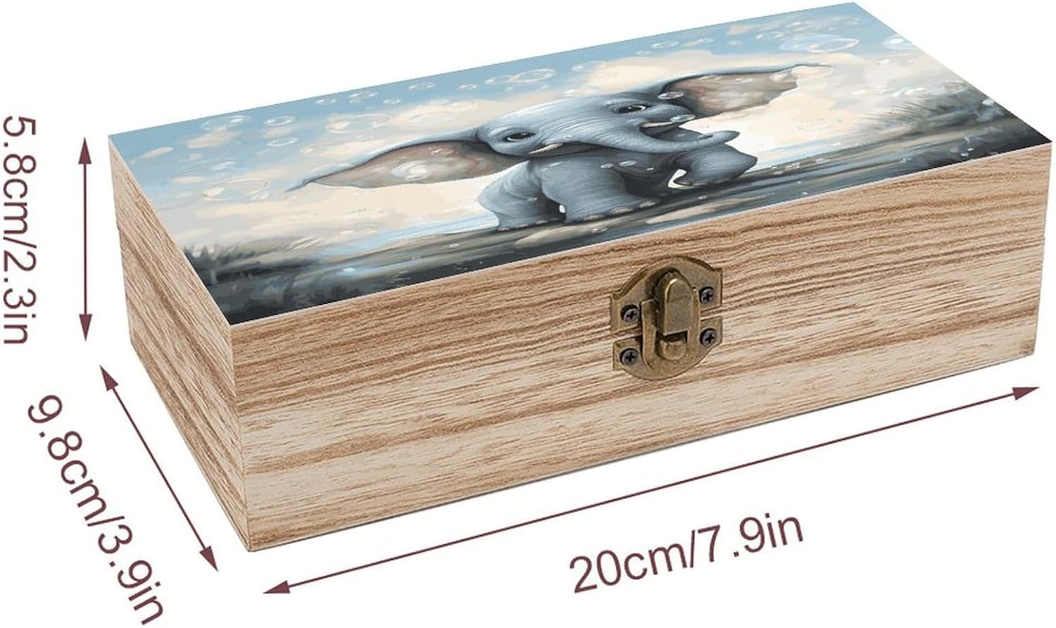Cute Elephant Wooden Storage Box Vintage Jewelry Box image 2