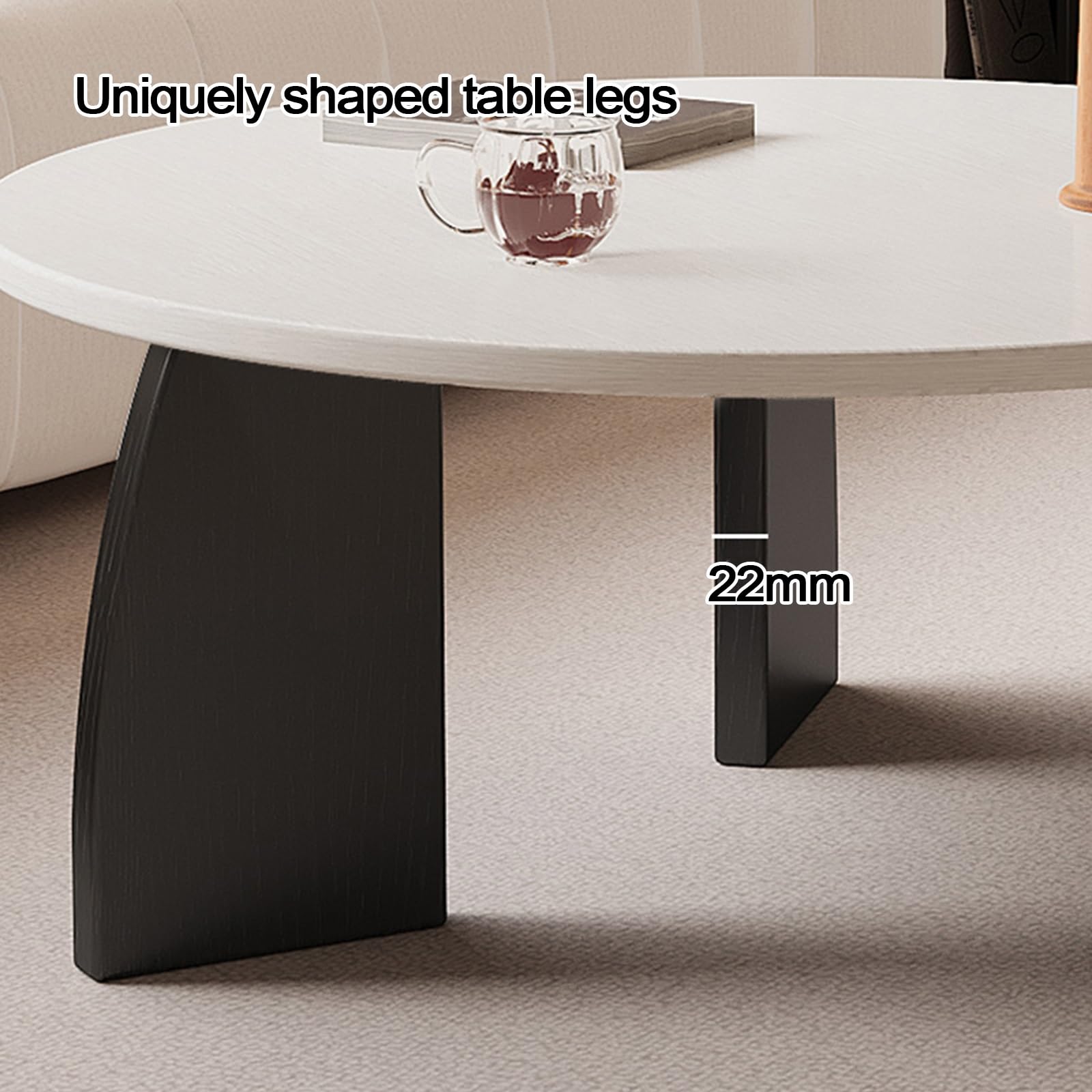 Stół do Salonu Retro Okrągły Lite Drewno Pogrubiony Stolik Kawowy Szeroki Blat Stylowe Nogi z Litego Drewna Solidny i Wytrzymały Stolik Pomocniczy do Salonu, Biura(Black,70 * 42cm)