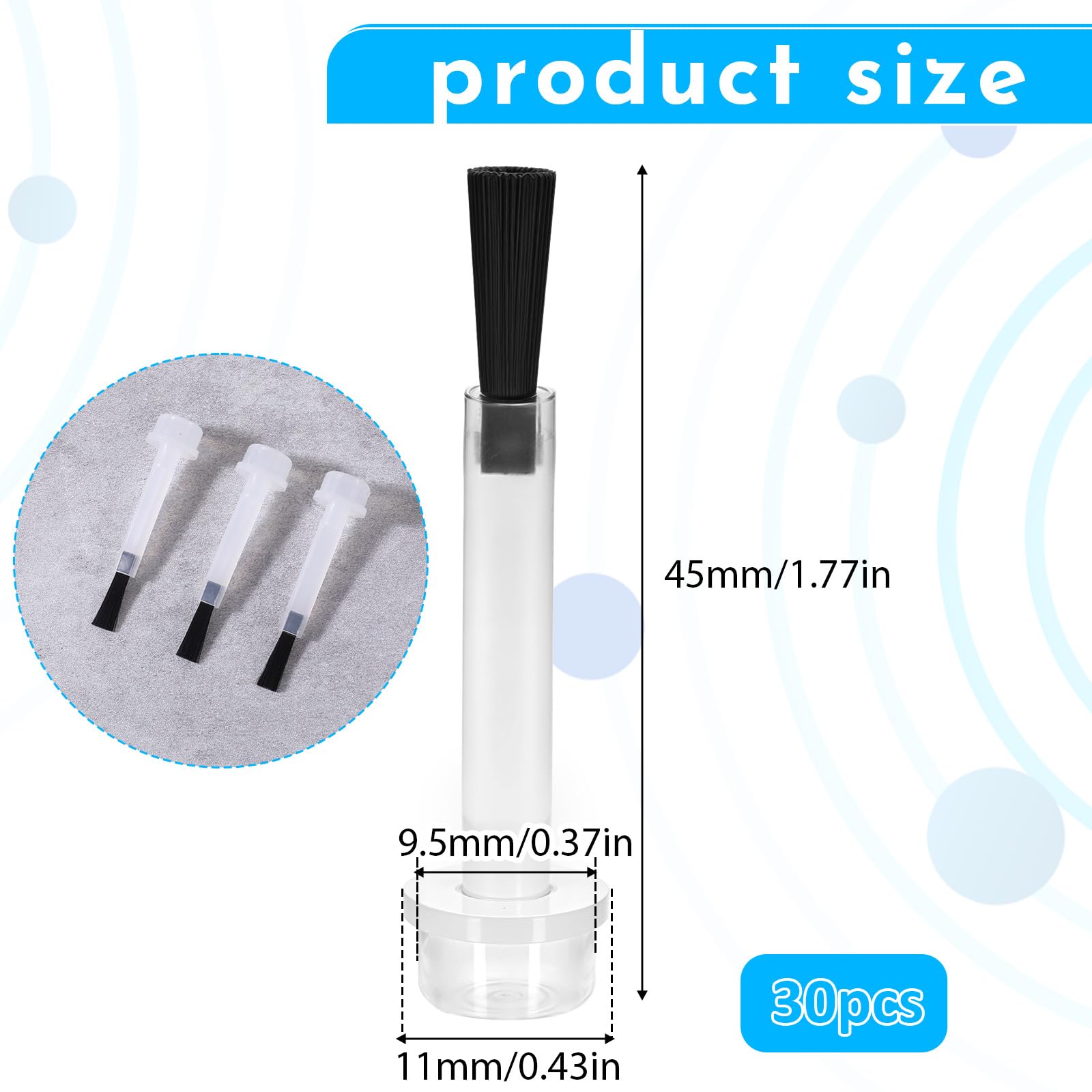 Piriuuo Set di 30 pennelli di ricambio per unghie, usa e getta, cipria, pennello di ricambio liquido, per manicure, set di pennelli di ricambio per unghie, setole sottili e morbide per unghie fai da