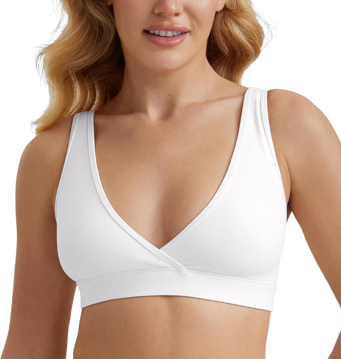 CRZ YOGA Sujetadores de lactancia premamá con cuello en V | Butterluxe, Doble Forro, Soporte Ligero, Sin Acolchado, Yoga, Extremadamente Suave, Espalda en U, Tirantes Anchos, Embarazo y Postparto