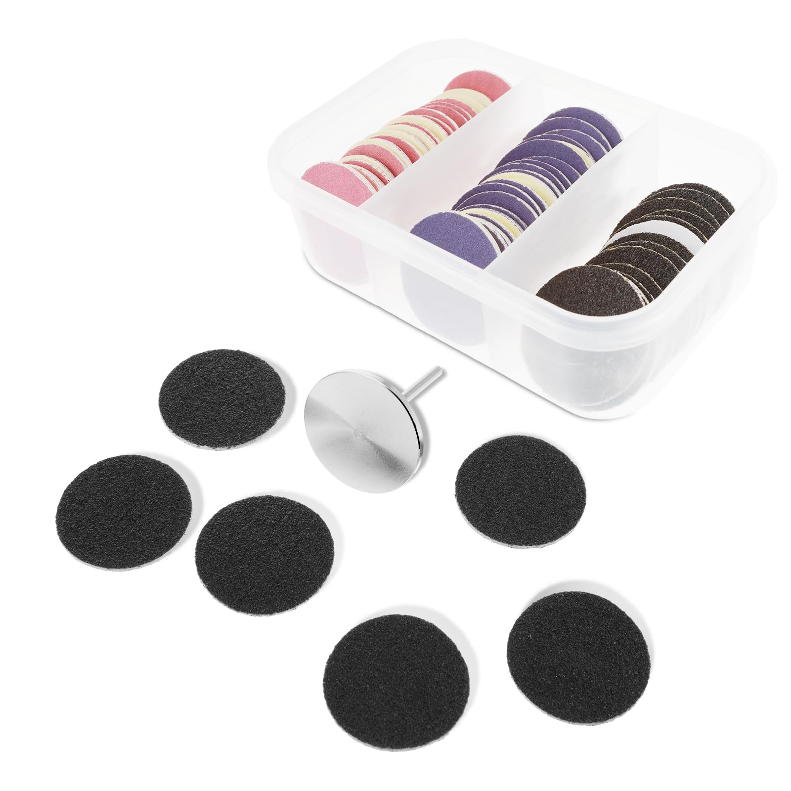 Sanding Paper Discs(#80#150#240 Grits) and Metal Nail Drill Bit Foot Files Replacement Sandpaper Discs for Dead Skin Callus Cuticle Remover Manicure Pedicure