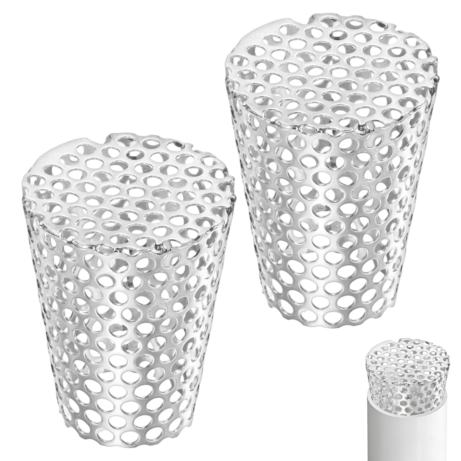 M METERXITY 2-Pack Termination Mesh Screen Vent Covers, 2.48-1.57 Inch ID Stainless Steel Conical Exhaust Pipe Cover Strainer for Preventing Birds/Leaves/Debris from Entering [Silver]