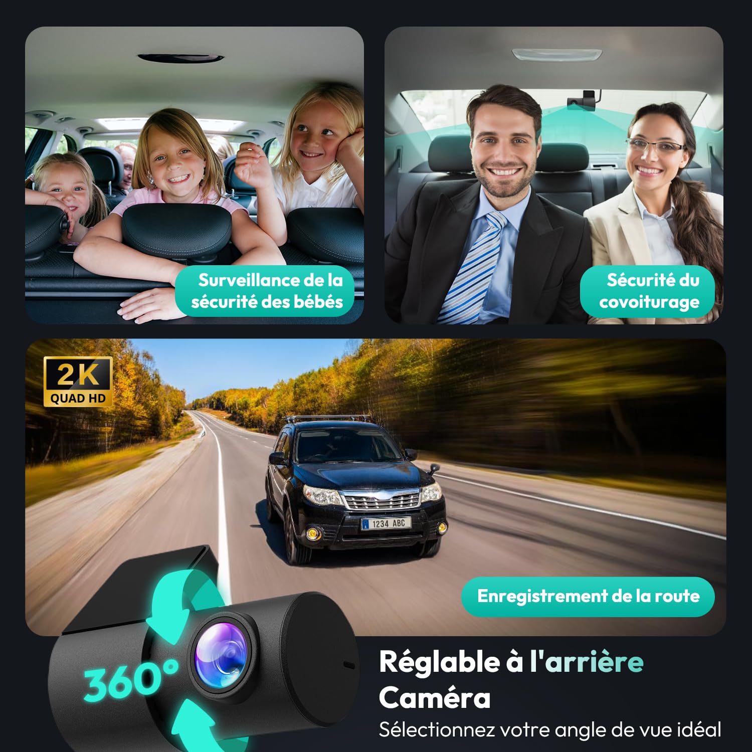 BOTSLAB Dashcam Voiture Avant Arrière 4K+2K, Camera Embarquée Voiture WiFi GPS avec Carte SD 64G, Caméra de Voiture Vision Nocturne, ADAS, Moniteur de Stationnement, WDR, Enregistrement en Boucle