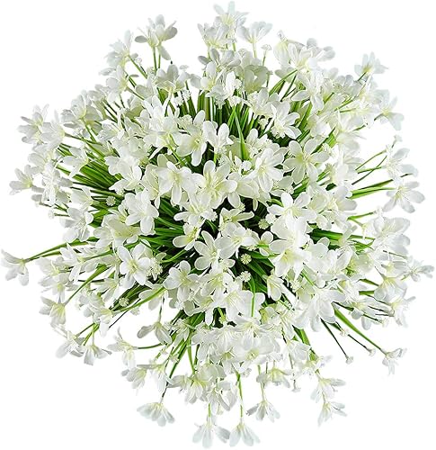Miniatura 7 de OUD-LB-10P-10P-rosa - 10 paquetes de flores artificiales de narcisos, vegetación falsa resistente a los rayos UV, no se decolora, planta de plástico