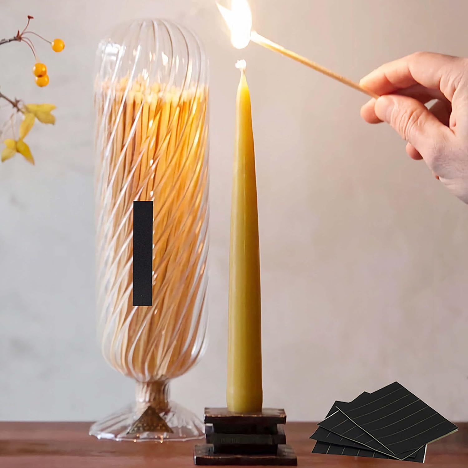 Match Striker Sticker, Black Match Strike Paper with Adhesive Pre, 28 Pieces - Cut in Rectangular for for Safety Matches in Bell Jar (Pure Black)