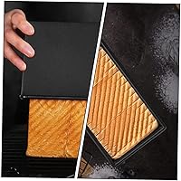 Vista 7 de YARDWE Pan para hornear pan, 2 piezas, molde para pan Pullman, molde para pan con tapa, caja de tostadas corrugadas antiadherentes para horno, pan
