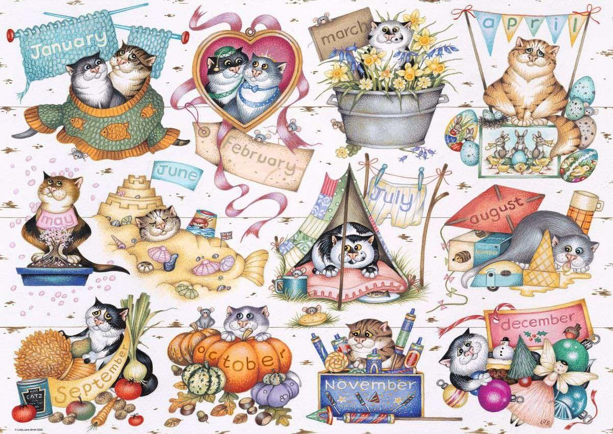 Ravensburger Crazy Cats A Cat's Year - Animal Puzzle for Adults and Children from 12 Years