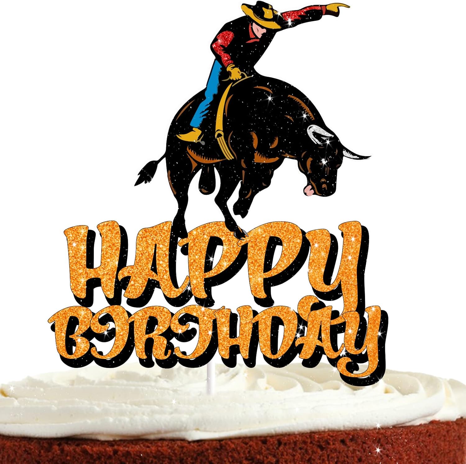 Cowboy Cake Topper for Boys Men Western Birthday Party Decorations Bullfighting
