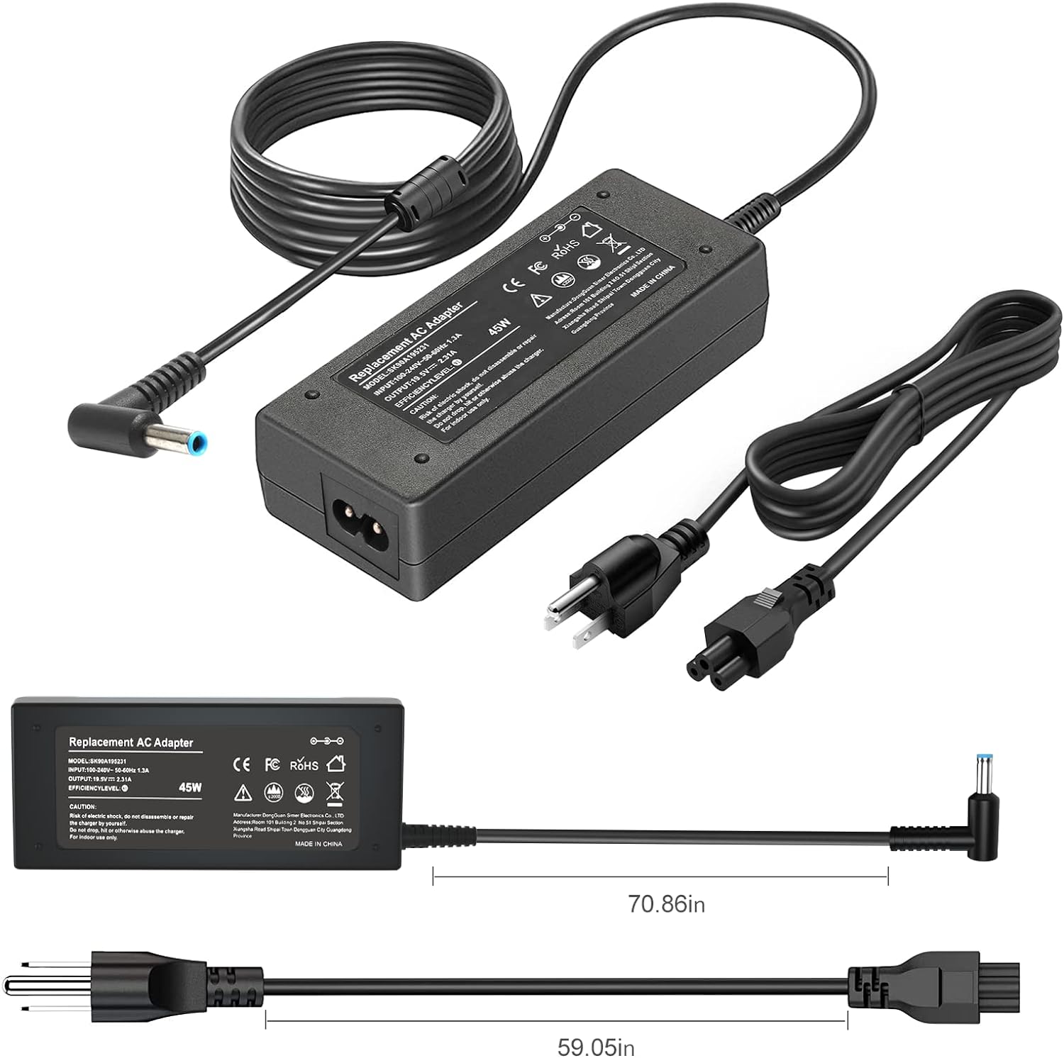 Charger Compatible for HP 14" 15" 15.6" 17" Portable Students and Business Laptop 741727-001, 45W 19.5V 2.31A AC Adapter Replacement for HP Pavilion/Stream Computer Power Supply Cord image 6 of 8 B075CH8YV3