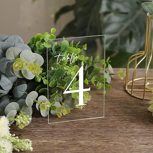 Miniatura 82 de UNIQOOO Paquete de 6 letreros acrílicos esmerilados en blanco para mesa de boda, 11 x 14 pulgadas, hoja acrílica para soporte de números de mesa