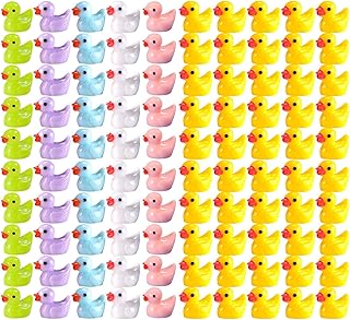 Colored Tiny Ducks 100PCS Mini Resin Ducks, Miniature Figures Realistic Fairy Garden Landscape Duck Statues, Aquarium Dollhouse Small Duck Ornament (6 Colors)