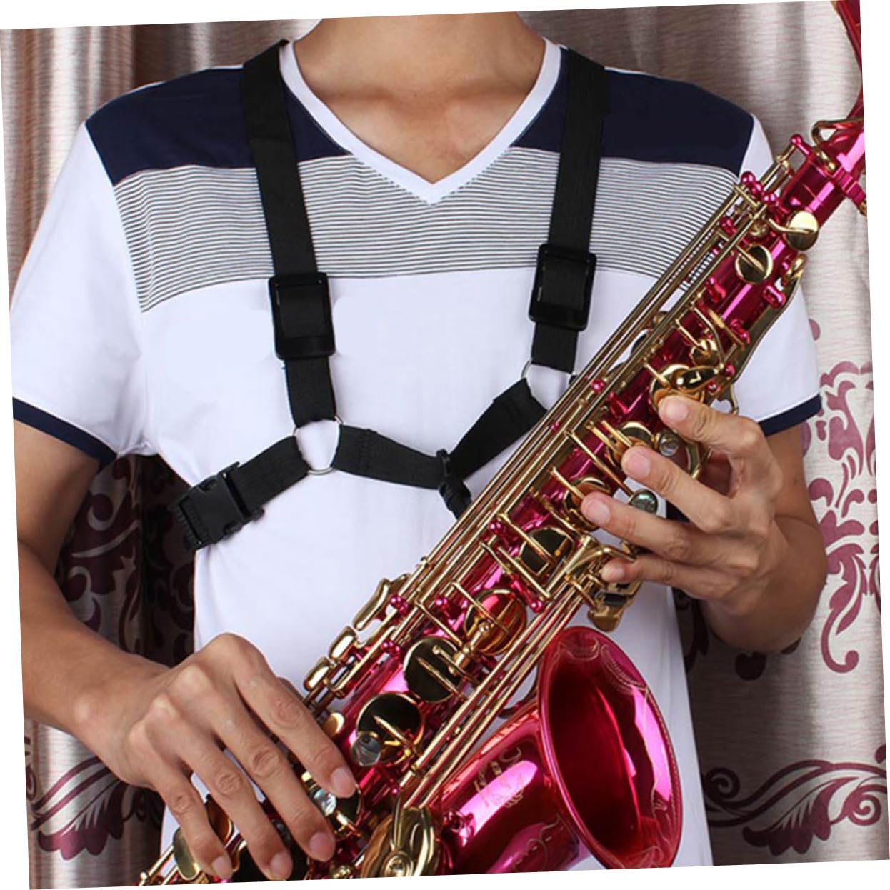 BESPORTBLE Adjustable Saxophone Strap Comfortable Shoulder Harness for Tenor Soprano Alto Saxophones Ergonomic Design for Reduced Hand Pressure