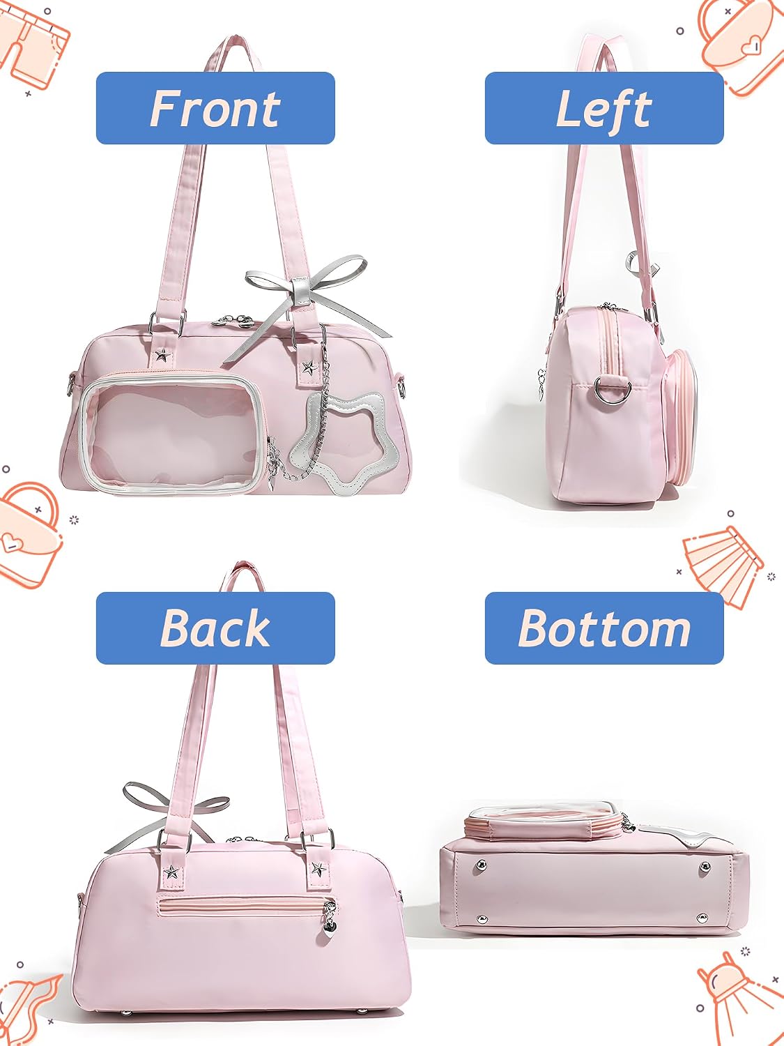 Ita Bag,Dot Print DIY Clear Pin Cards Dolls Display ita Messenger Bag,Anime Kawaii Crossbody Purse,Y2K Shoulder Bags