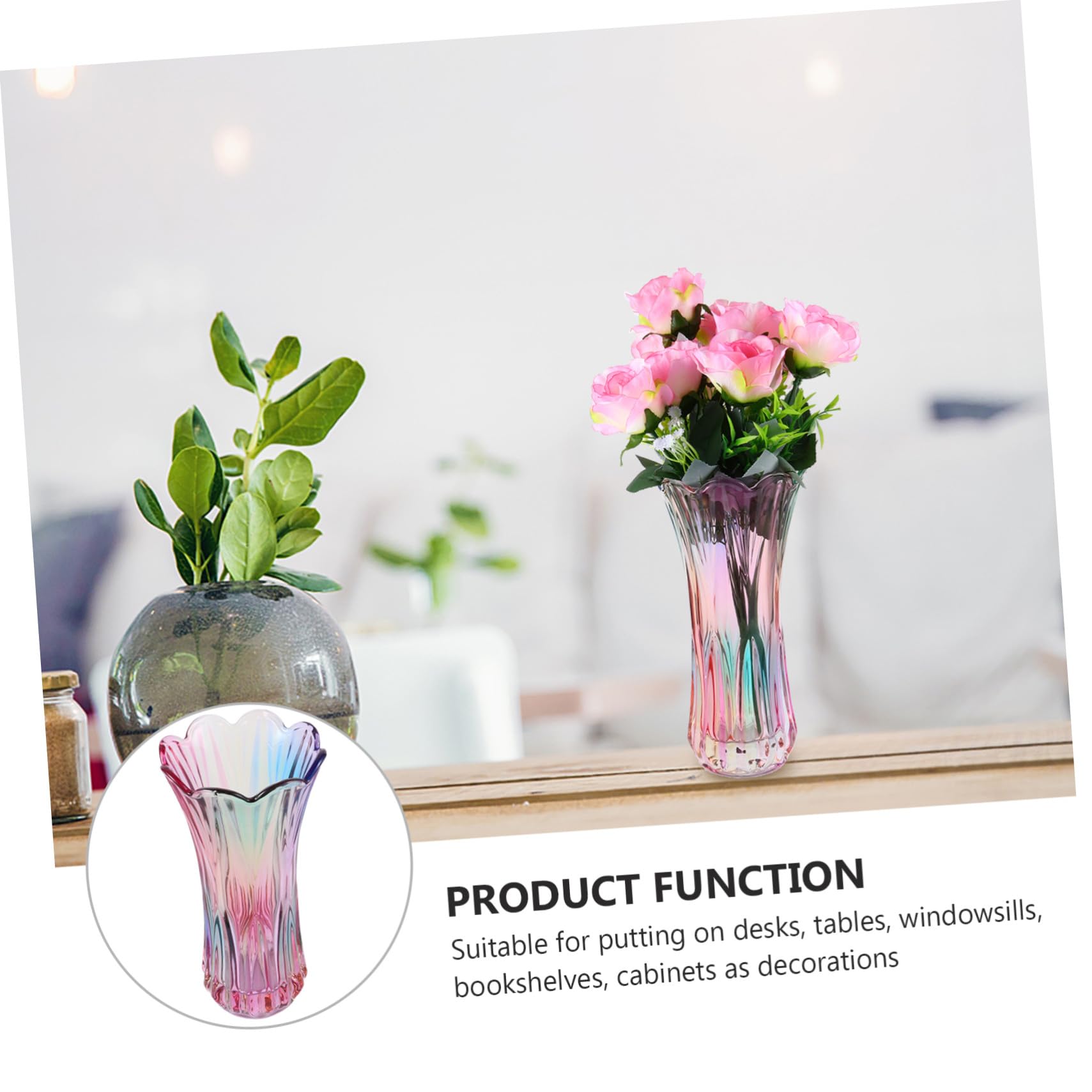 BESPORTBLE Dekorative Glasvase im Retro Stil aus Glas für Grüne Pflanzen und Blumen Fensterbänken und Schreibtischen im Einfachen Stil