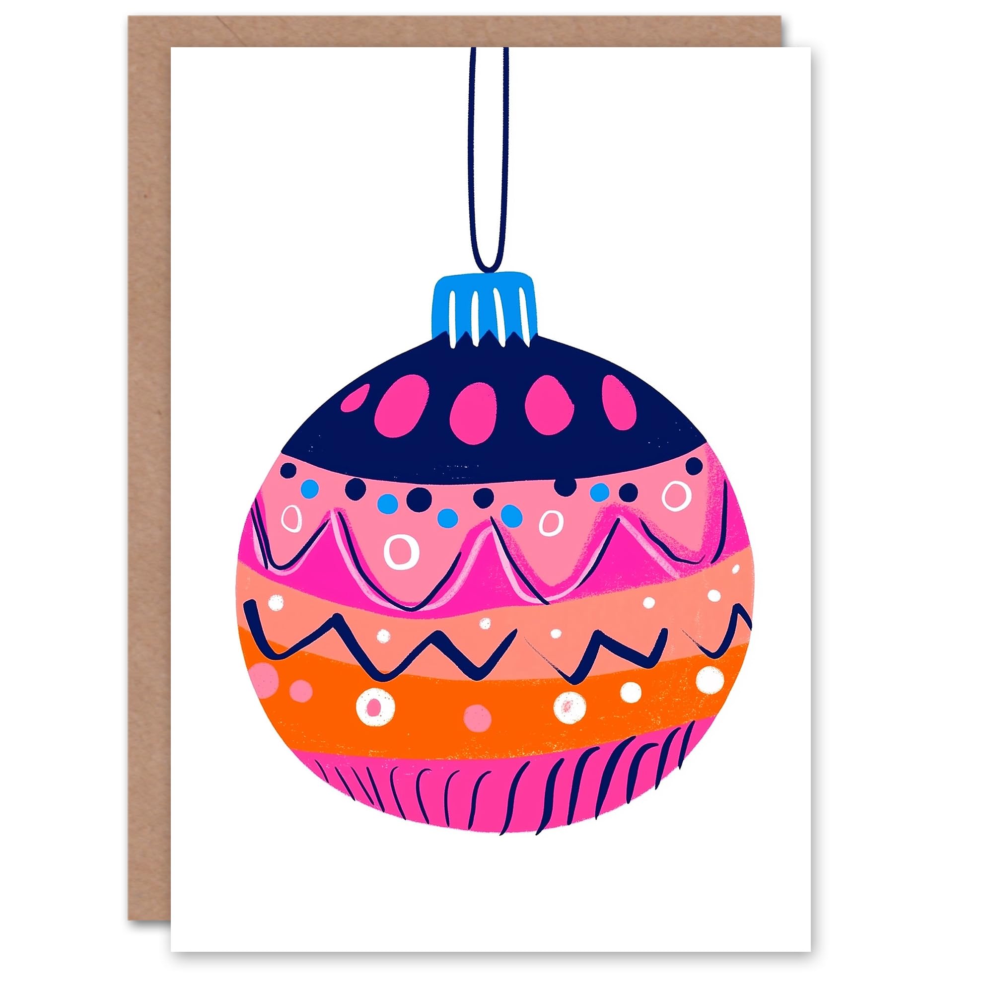 Wee Blue Coo Greeting Card Vibrant Abstract Pattern Single Bauble Ornament Blank For Him Or Her Art Xmas Christmas Card