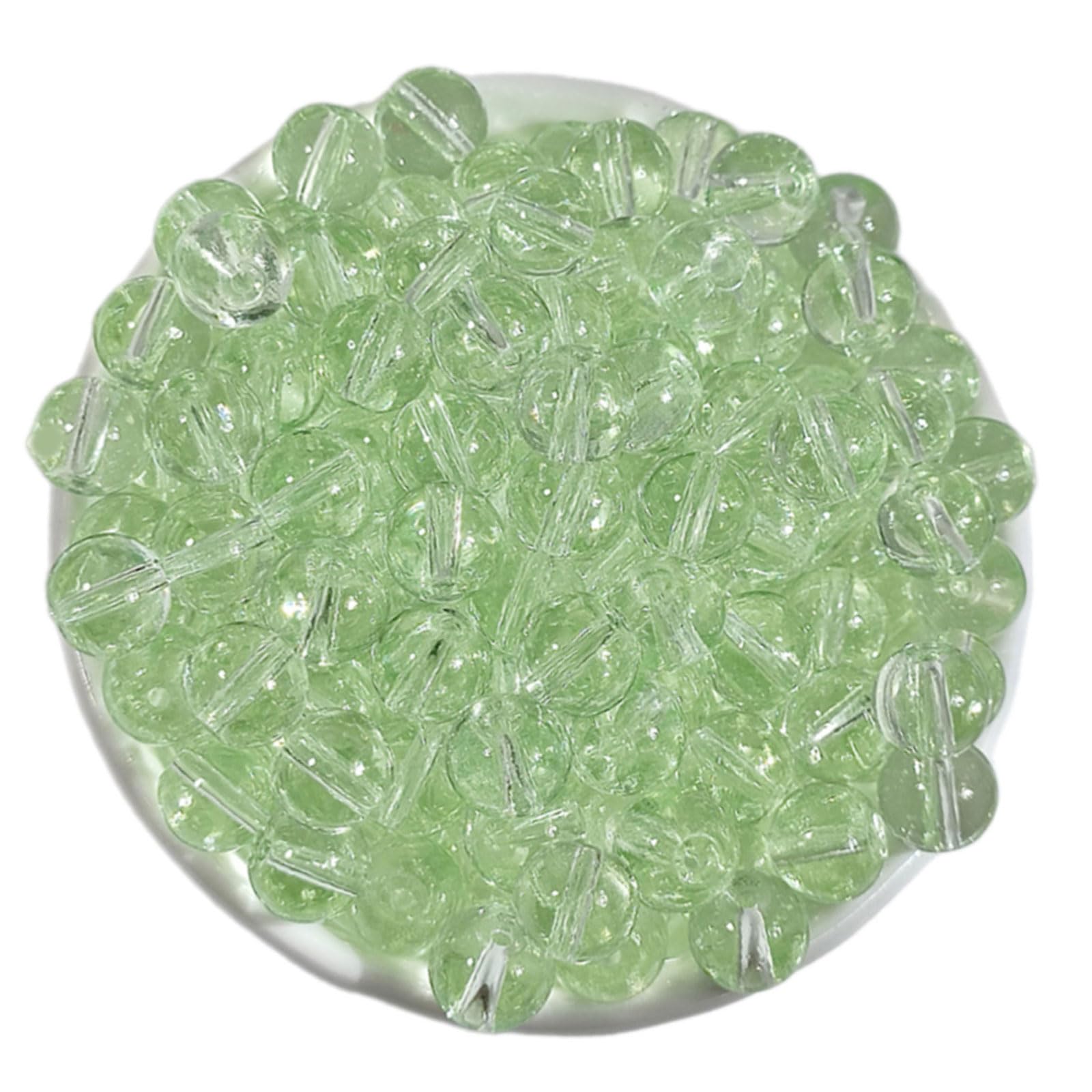 Carotoe Green 100Pcs 8Mm Clear Beads Round Glass Beads With Hole Easy Threading For Jewelry Crafting Bracelets Making Accessories Crystal