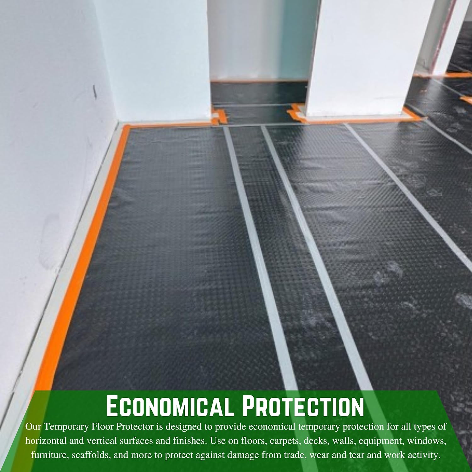 Farm Plastic Supply - Bainbridge International 10 mil Temporary Surface Protection - Temporary Floor Protection, Black Temporary Floor Protection for Construction & Renovation (36" x 100')