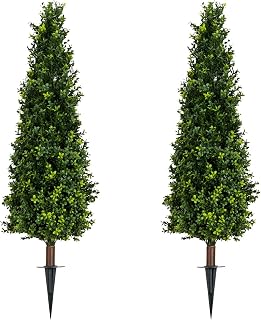 Nearly Natural 4ft UV Resistant Artificial Boxwood Plant with Integrated Ground Stake - Set of 2