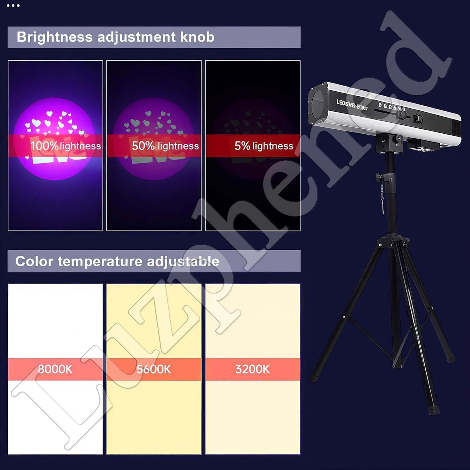 Faro A LED da Palcoscenico da 330W/660W/880W, Faretto A Profilo con Zoom Manuale con apertura regolabile e controllo della temperatura colore, per eventi, teatro, discoteca, feste e spettacoli 660W