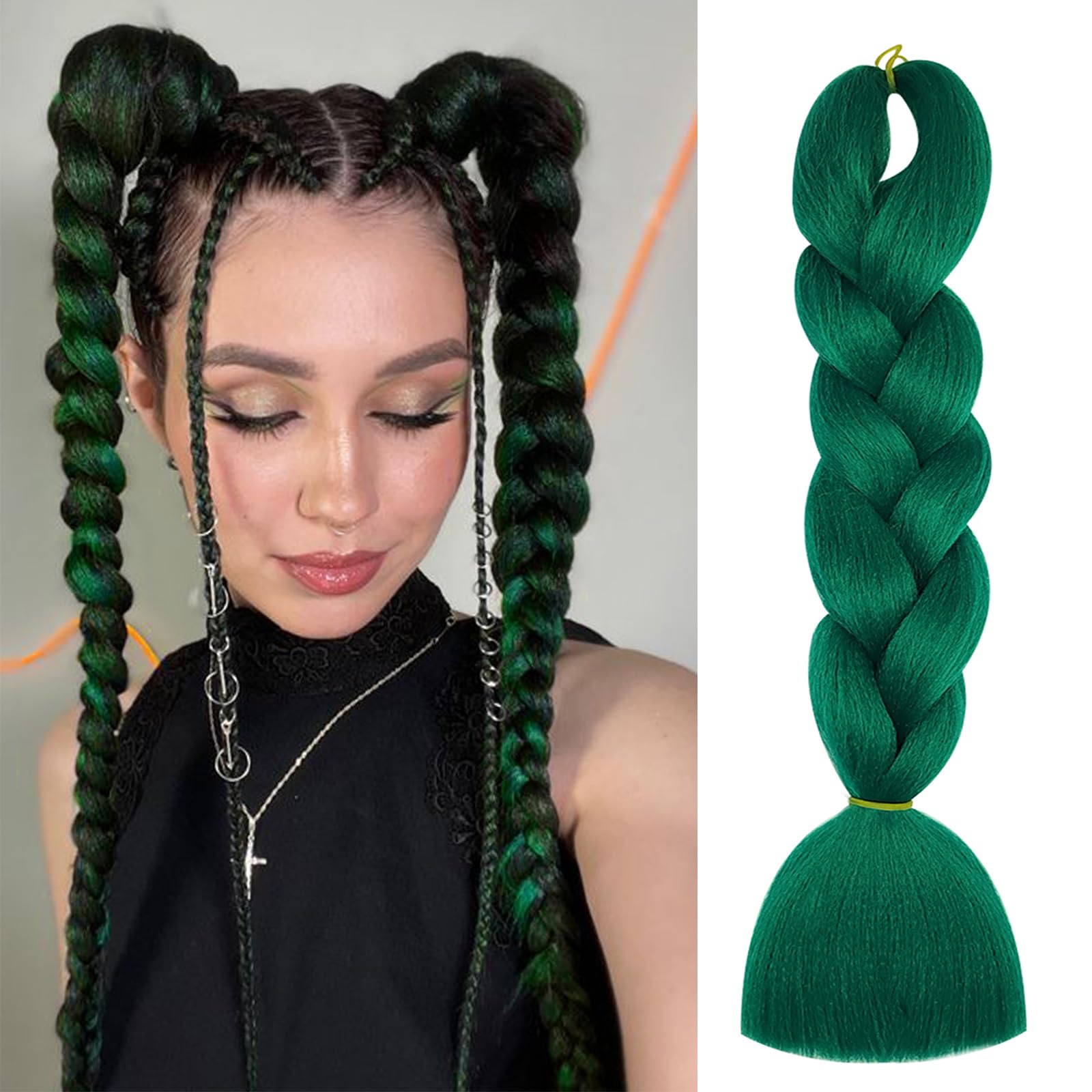 Amazon.com : Herina Dark Green Hair For Fake Braids One Pack Green
