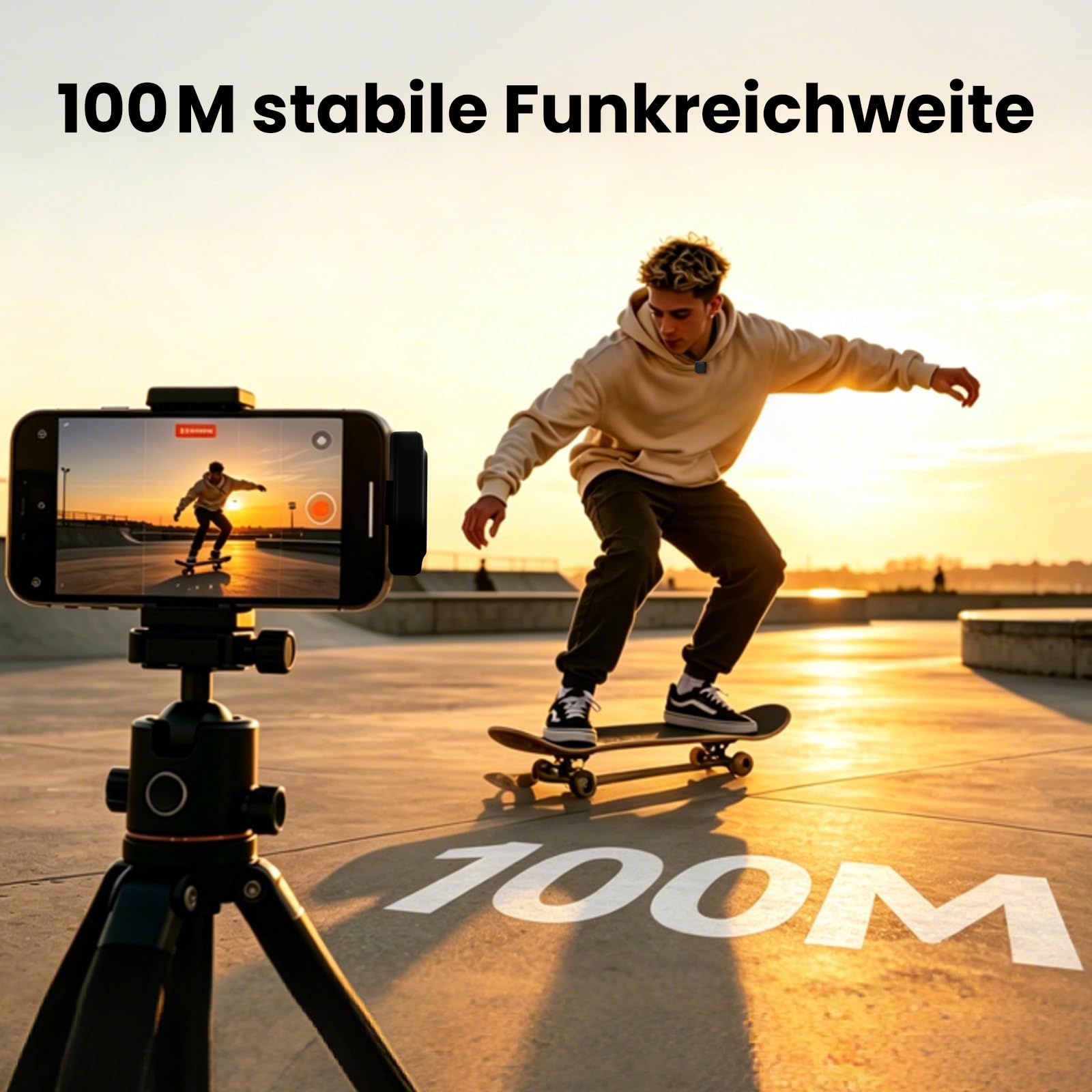 Wireless Lavalier Mikrofon mit Ladecase, Mini, Ultraleicht, KI-Rauschunterdrückung, Clip-On Ansteckmikrofon für iPhone, iPad, Android, PC – ideal für YouTube, Vlog, Streaming & Videoaufnahme
