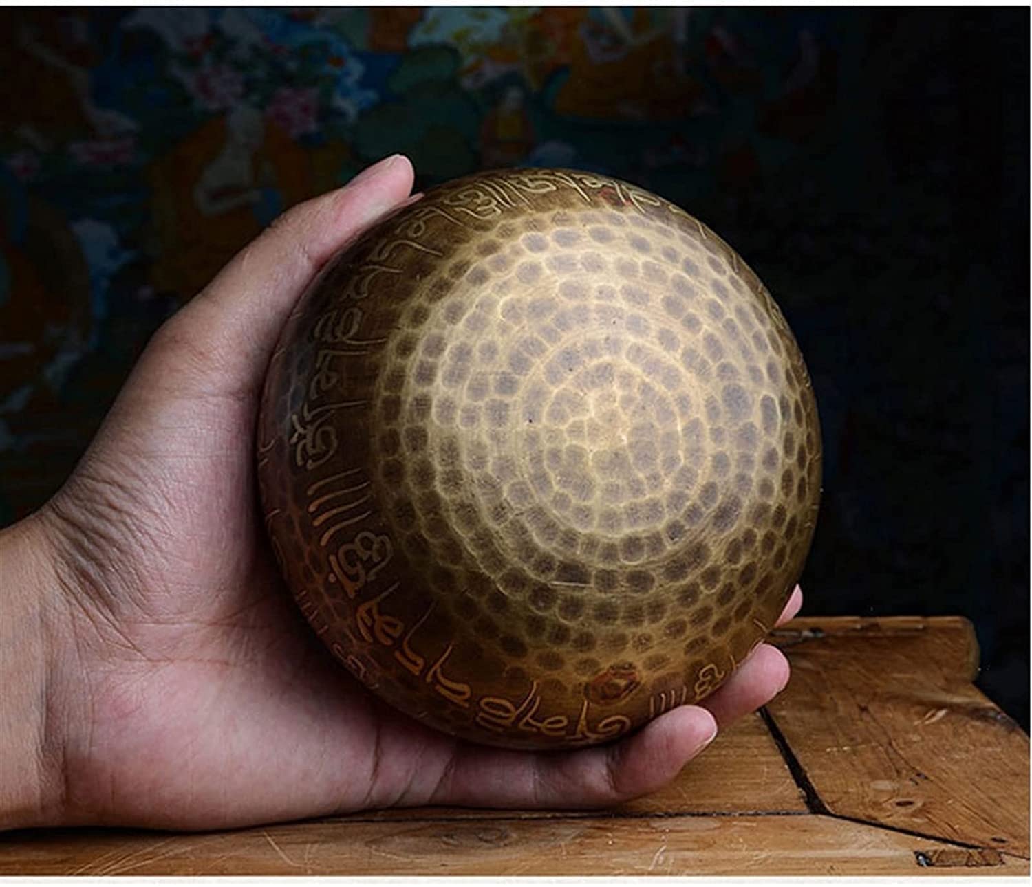 Set di Campane tibetane per Meditazione, Yoga, guarigione dei Chakra, Preghiera e consapevolezza. Campana Sonora in Rame per Meditazione con percussore e Cuscino, Realizzata a Mano in Nepal.