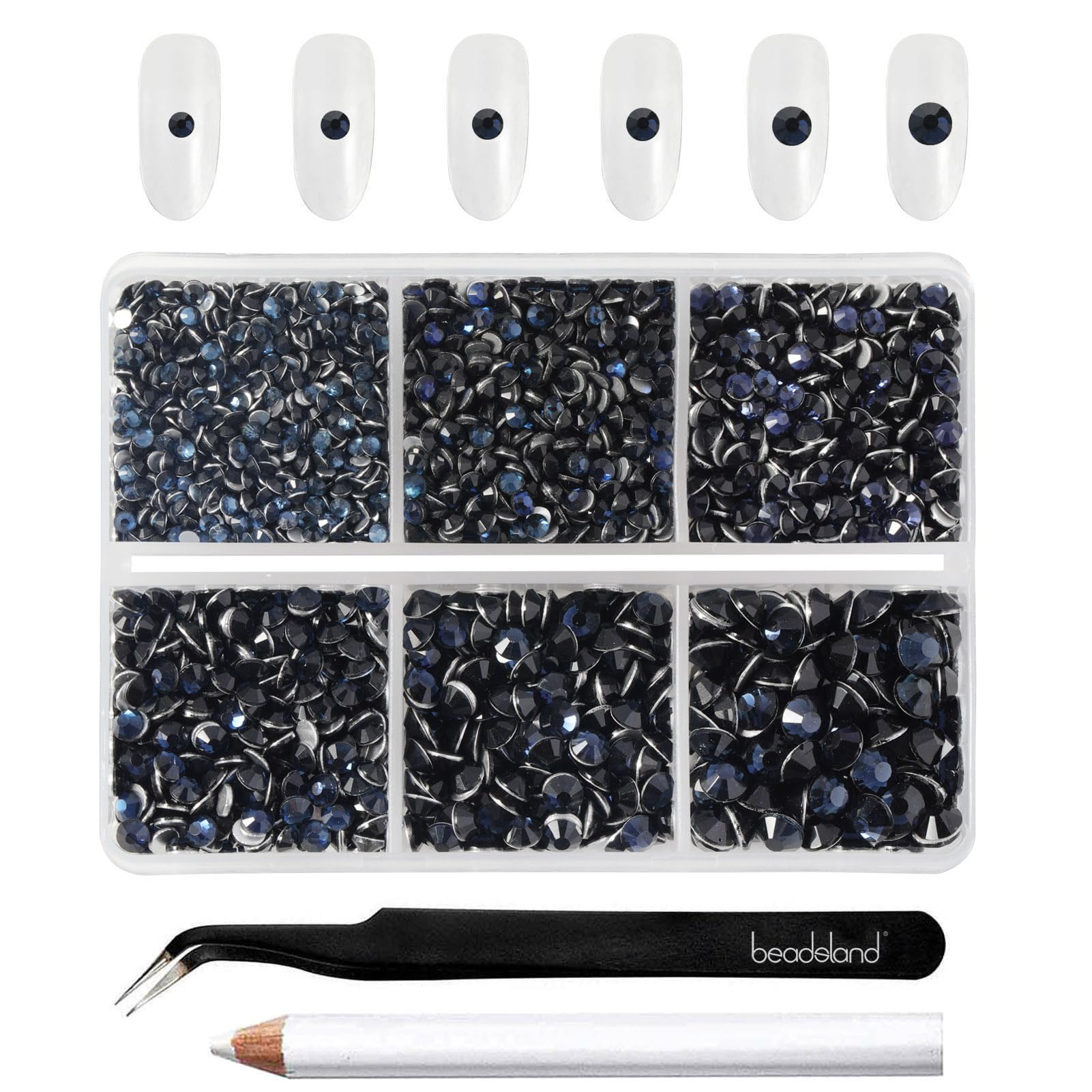 Beadsland Flatback Rhinestones, Montana, Mixed 6 Sizes 4300pcs
