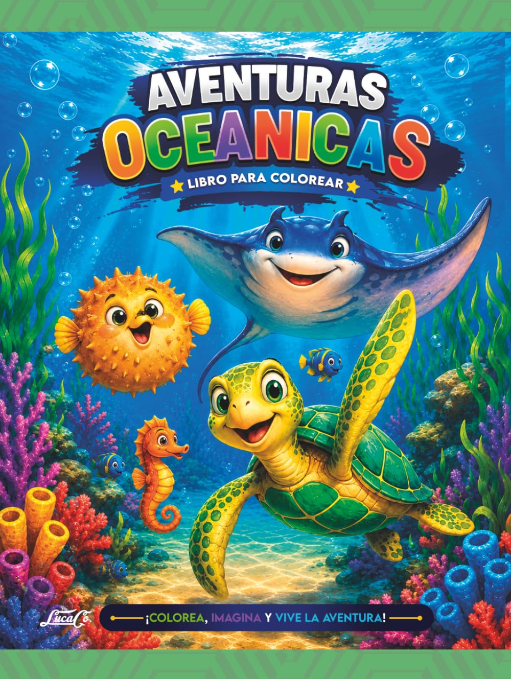 Aventuras Oceánicas para Colorear: Divertidos animales marinos en emocionantes aventuras bajo el mar para niños y niñas