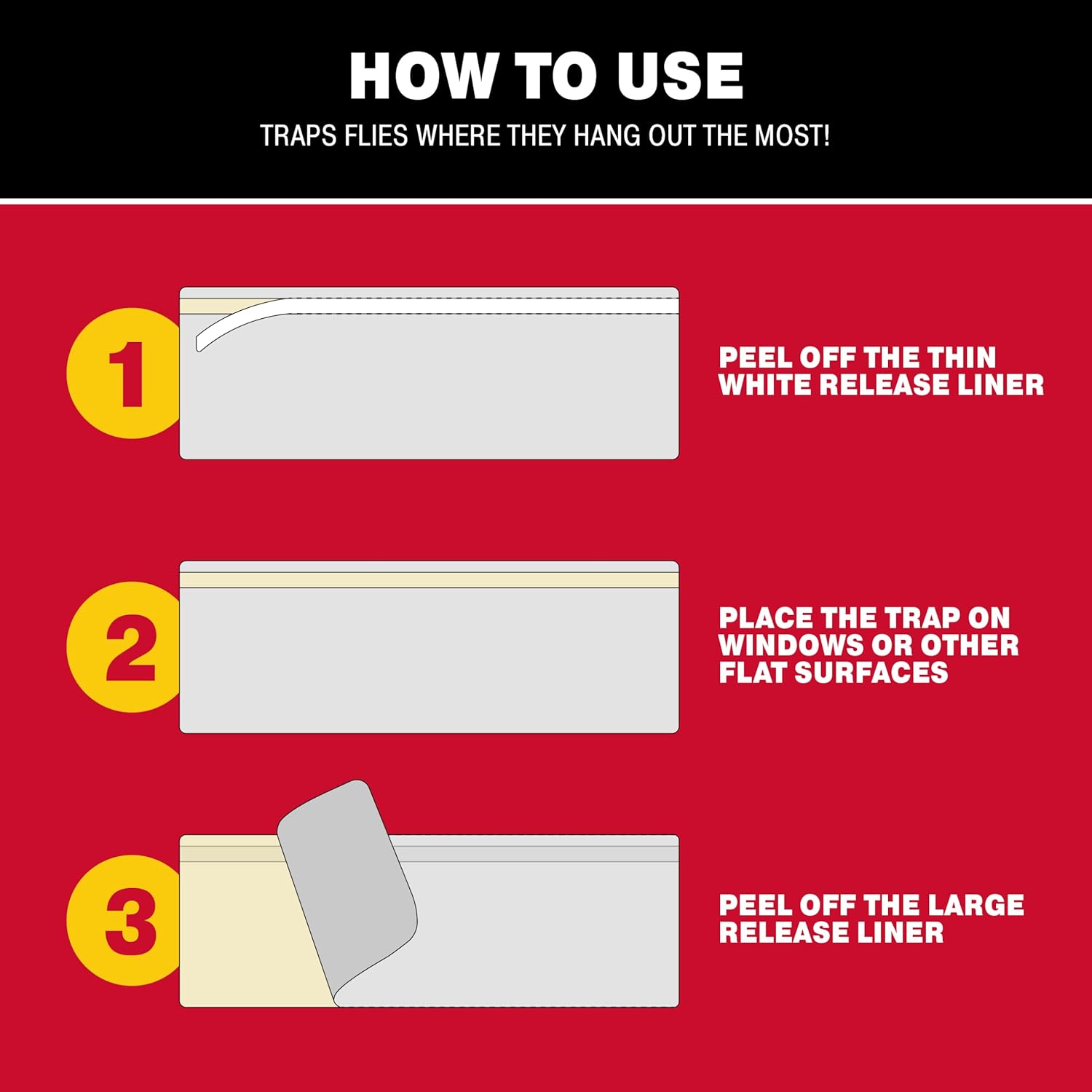 Catchmaster Window Fly Traps 48-Pack, Fruit Fly Traps for Indoors, Disposable Bulk Bug Catcher, Waterproof Insect Glue Trap, Adhesive Strips, Pest Control for Home, Kitchen, & Garage