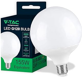 V-TAC Ampoule LED Globe avec Chip Samsung E27 22W (équivalent 155W) G120-2650 Lumen - 6500K Blanc Froid - Ouverture du faisceau lumineux 200° - Efficacité Maximale et Économie d'Énergie