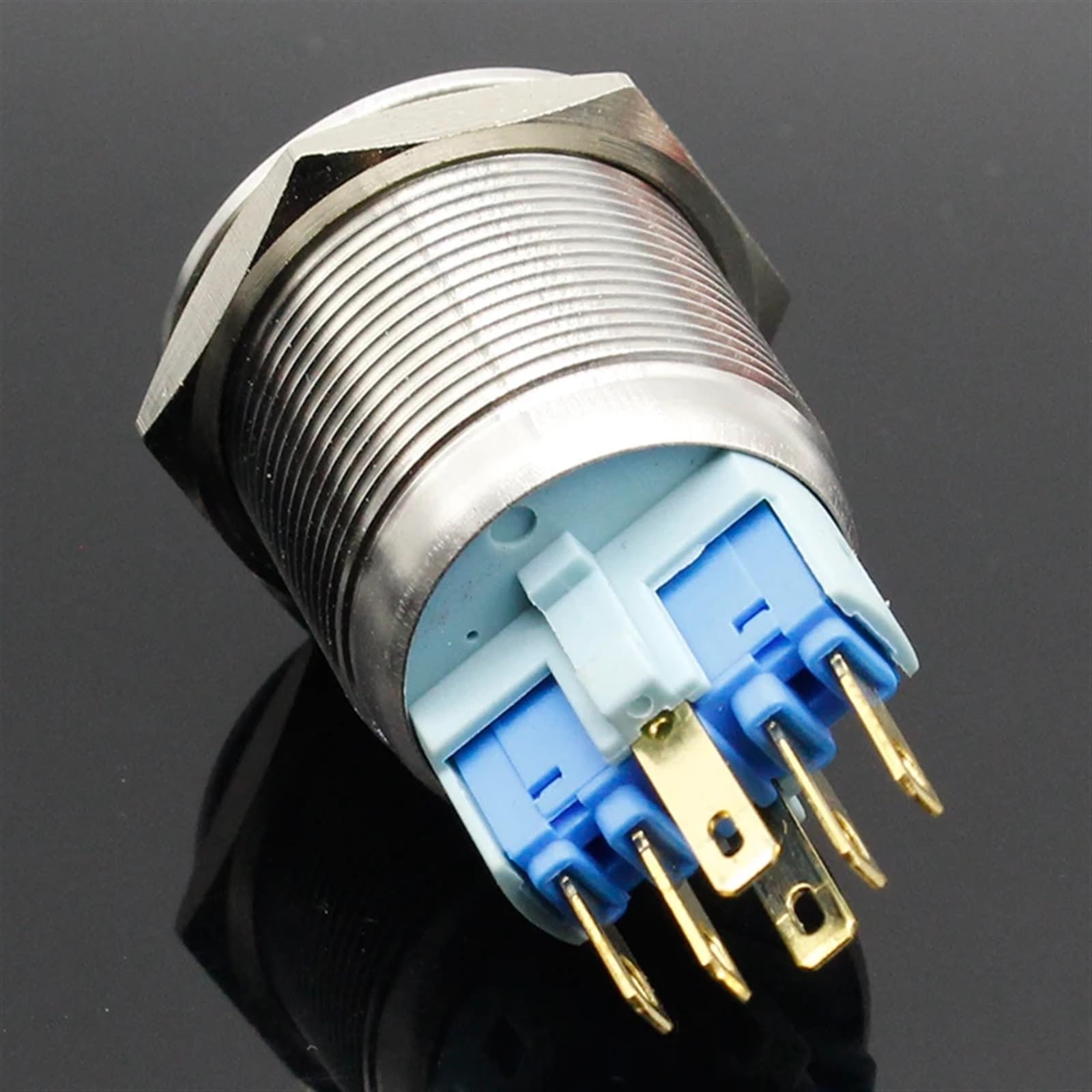Interruptor de botón de encendido LED de 22mm momentáneo/enganche de Metal autoblocante inoxidable 1 Uds(Green,220V)
