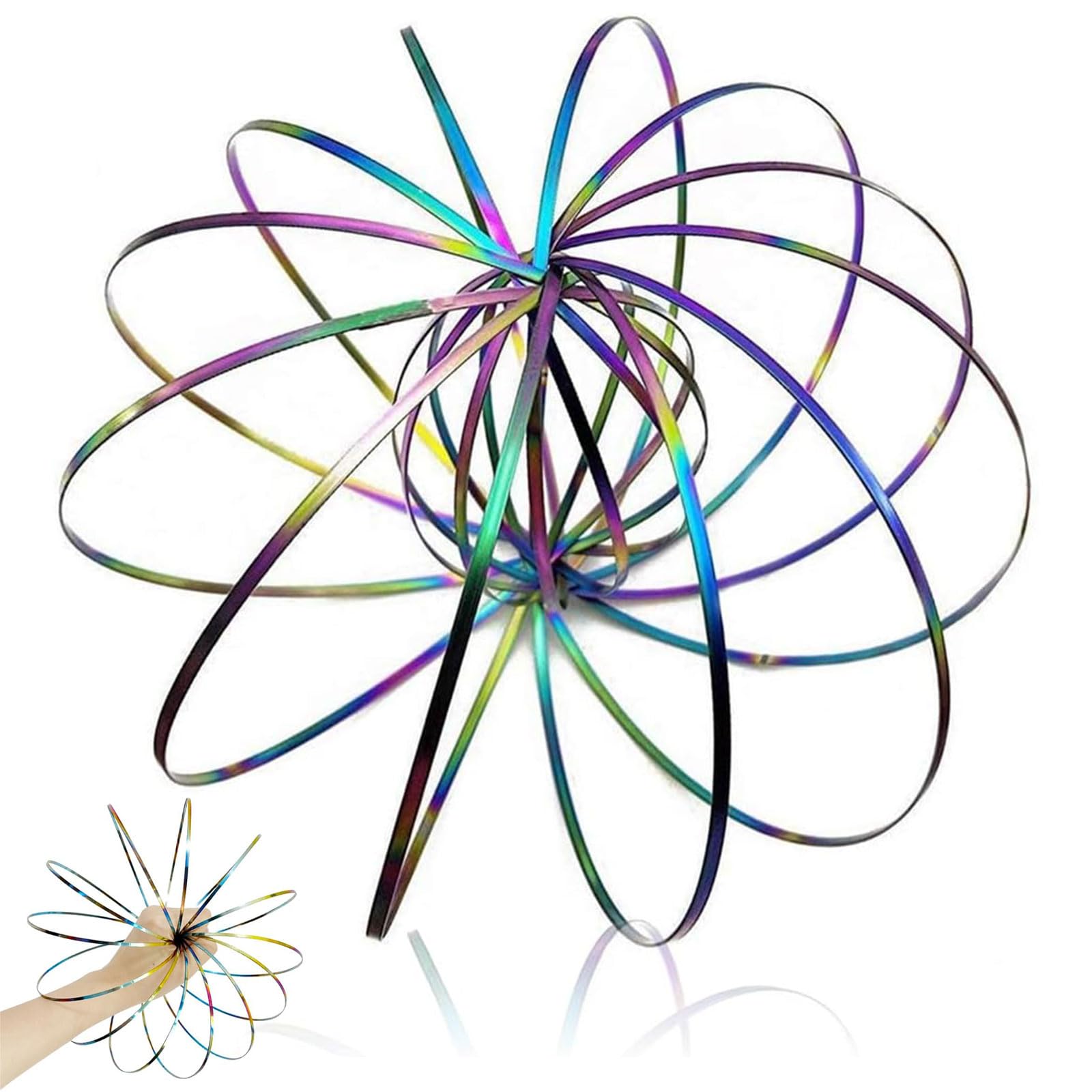 Miayical Flow Rings Toy, 3D Arm Spring Magic Flow Ring, Stainless Steel, Multi-Sensor, Educational and Interactive Toy, for Anti-Stress Toy, for Adults, Teens