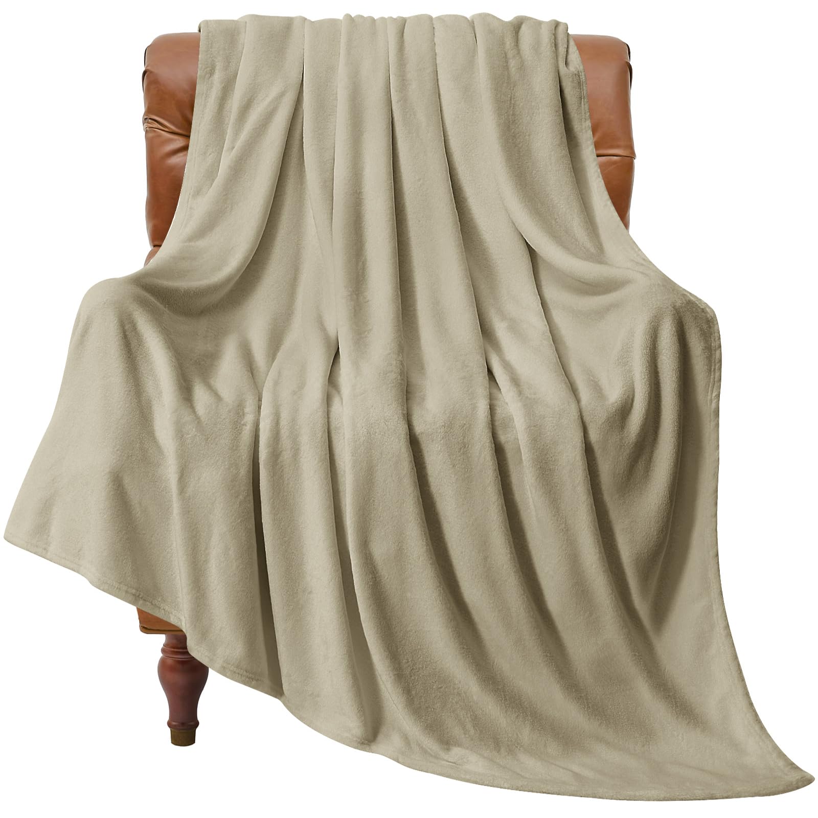 BEDELITE Fleece Blanket Soft Plush Twin Size Blanket Linen Brown 60"x80" | Ultra Soft Fleece, Plush Microfiber, Lightweight Warmth, All Season Comfort, Fade Resistant, Machine Washable, Couch Sofa Bed