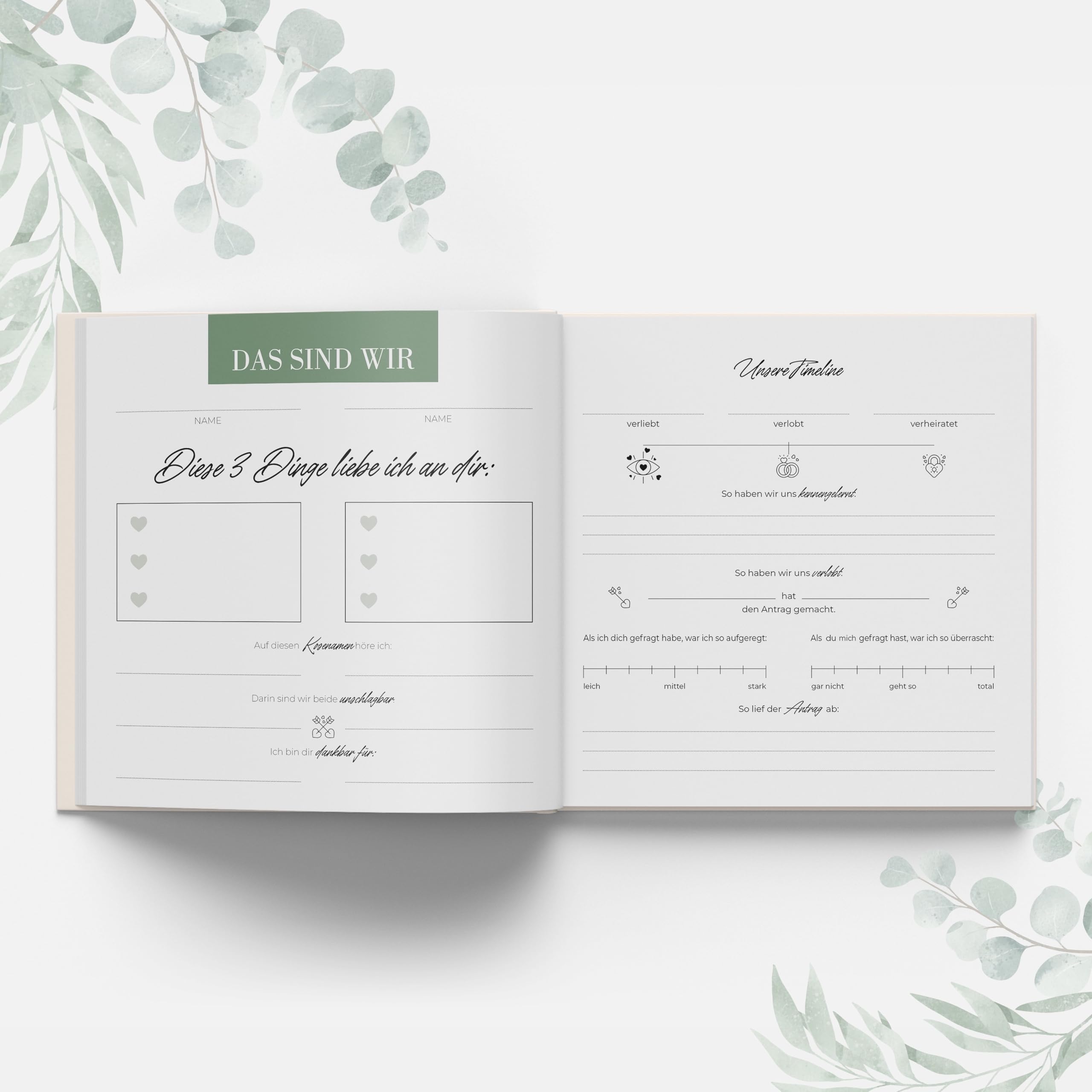 colortouch Gästebuch Hochzeit mit Fragen 104 Seitenzum Ausfüllen, Aufkleber Hochzeit, Hochzeitsspiel mit 70 Fotoaufgaben, 50 Hochzeitsquiz, 52 Postkarten 10 Blatt Hochzeitssticker, 50 St Tischkarten