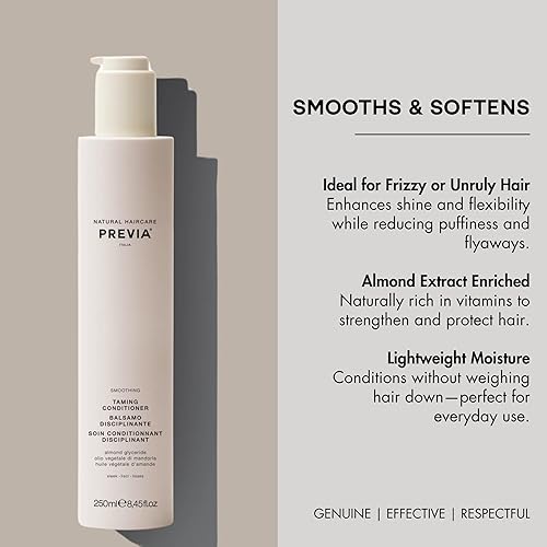 Miniatura 4 de PREVIA Acondicionador suavizante y domesticante  Acondicionador profundo antiencrespamiento con extracto de almendra  Fórmula vegana, sin sulfatos,