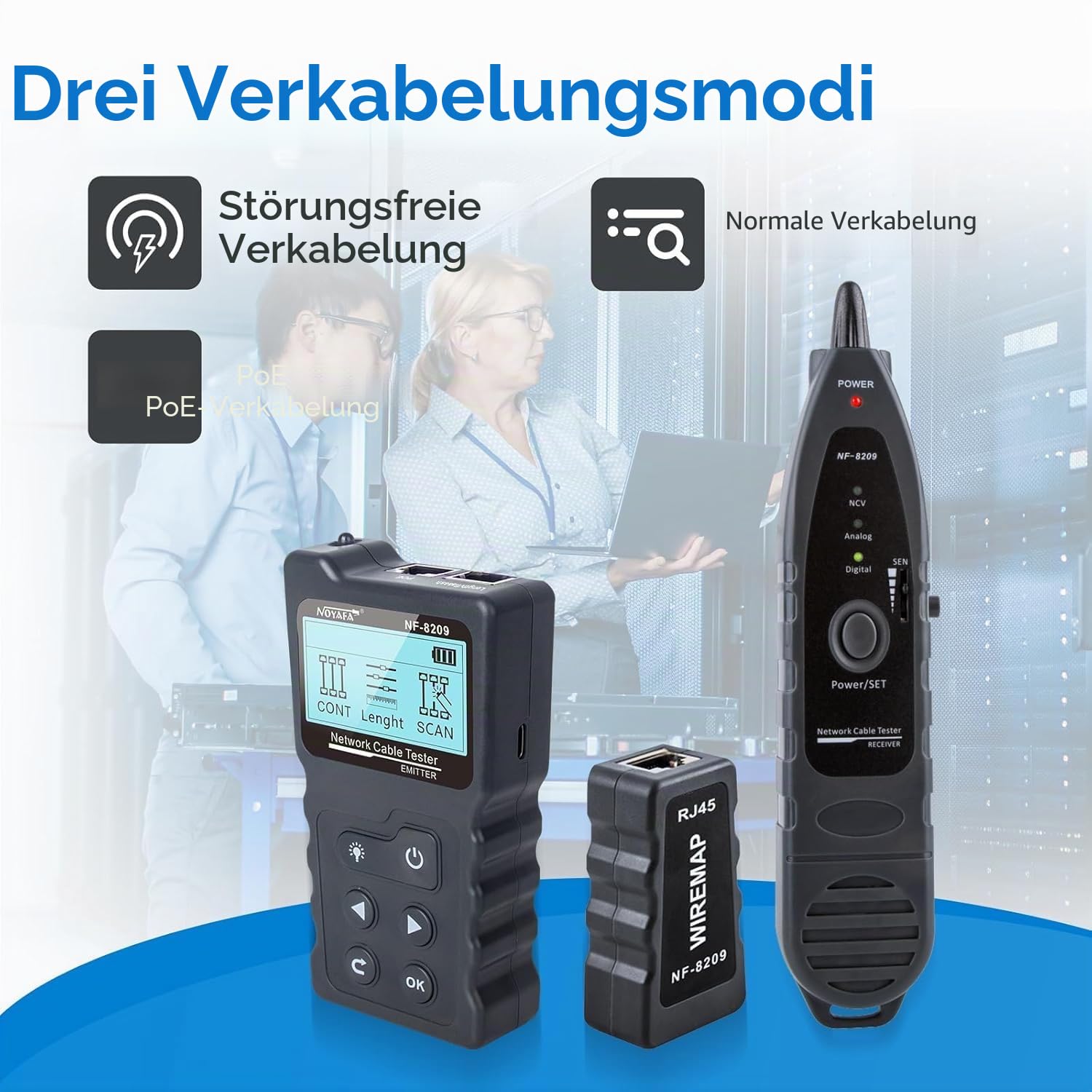 NOYAFA NF-8209 Erweiterte Kabel Tester mit PoE Multifunktions Draht Tracker Netzwerkkabel Tester für LAN CAT5 CAT6 Tracker