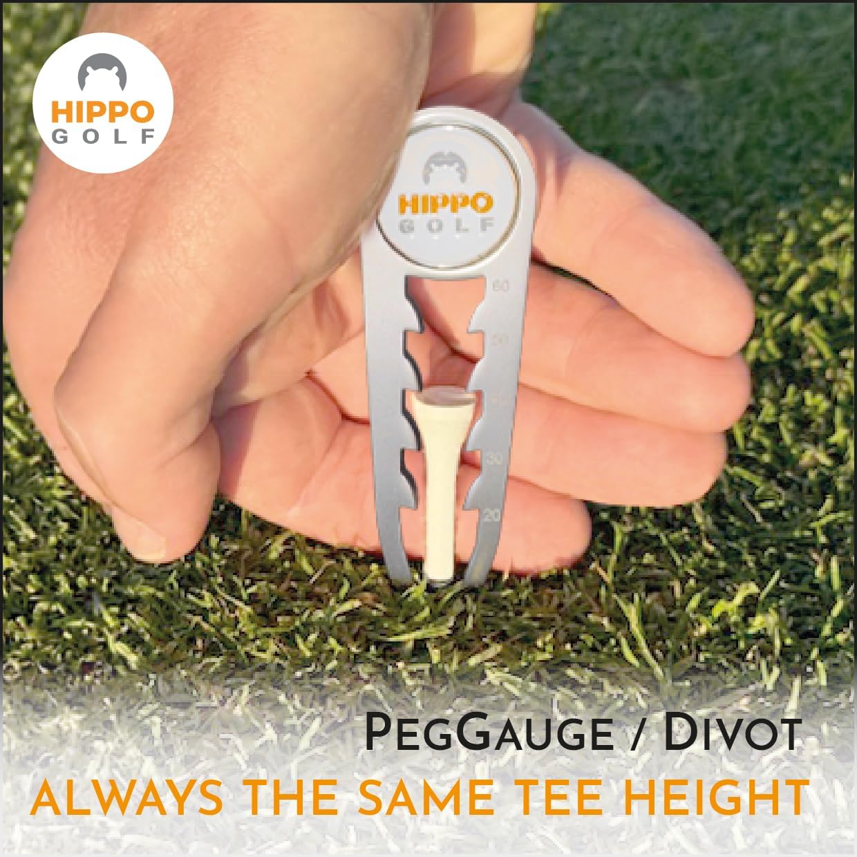 PegGauge 3-in-1 Tee Height Gauge & Golf Divot Tool – Magnetic Ball Marker, Repair Pitch Marks, Perfect Tee Height Every Swing, Lightweight Golf Accessory