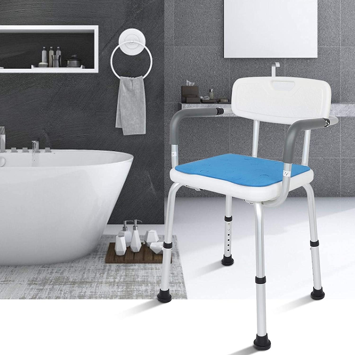 Taburete de Ducha Sillas de Ducha para Personas Mayores, Silla de Ducha para Personas Mayores de Trabajo Pesado con Respaldo, Asistencia de Altura Ajustable, Personas Mayores y Tabu