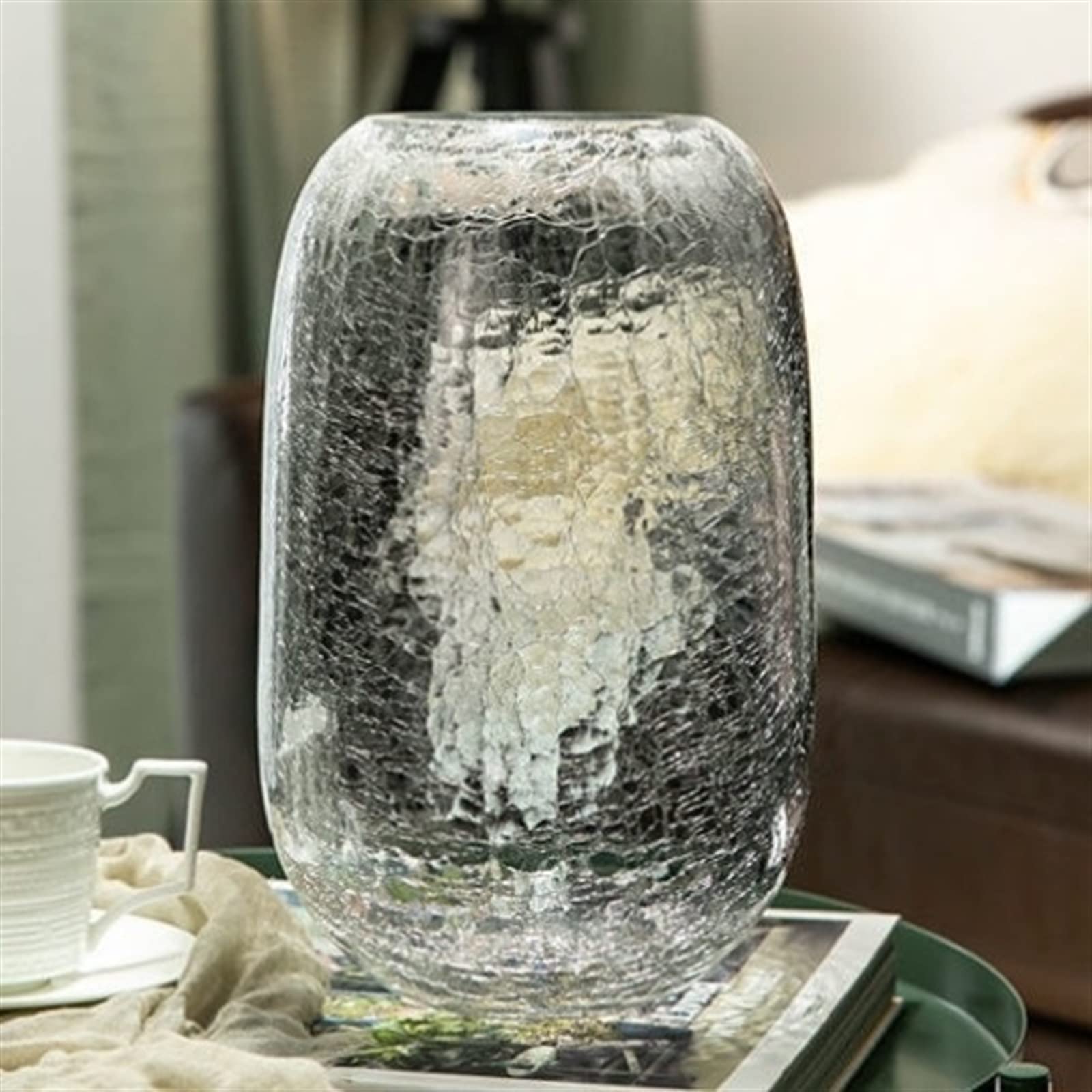 Vases Petit Vase rétro de Luxe de Style français, minorité de Cristal, Fleurs hydroponiques, décoration de Salon, Verre Transparent de Style européen Vase Décoratif(Grand)