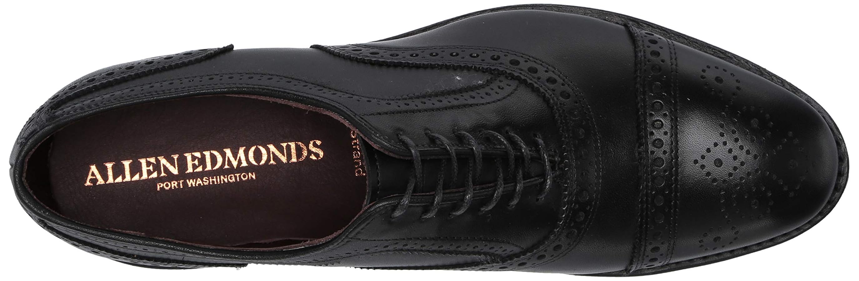 靴 Allen Edmonds 6115 Strand Medallion cap Allen Edmonds Strand Leather Cap-toe Oxford Dress Shoe Black